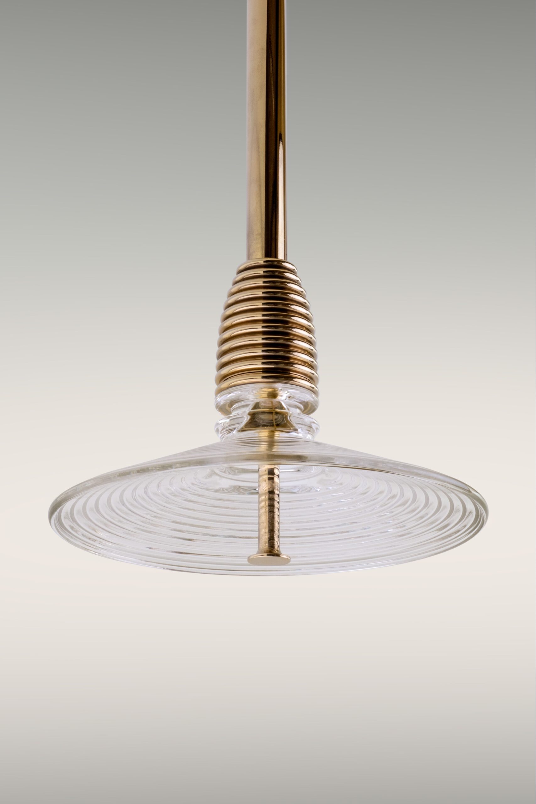 Insulator B Clear Glass and Polished Brass Pendant Light by Novocastrian 9