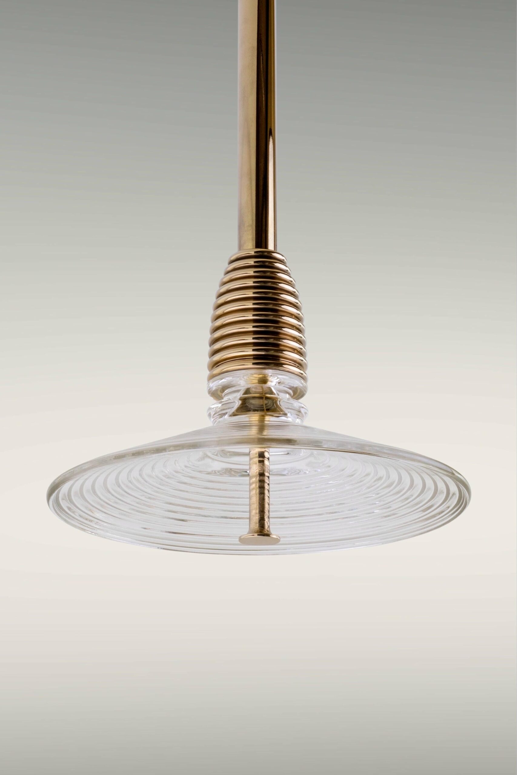 Insulator B Clear Glass and Polished Brass Pendant Light by Novocastrian 9