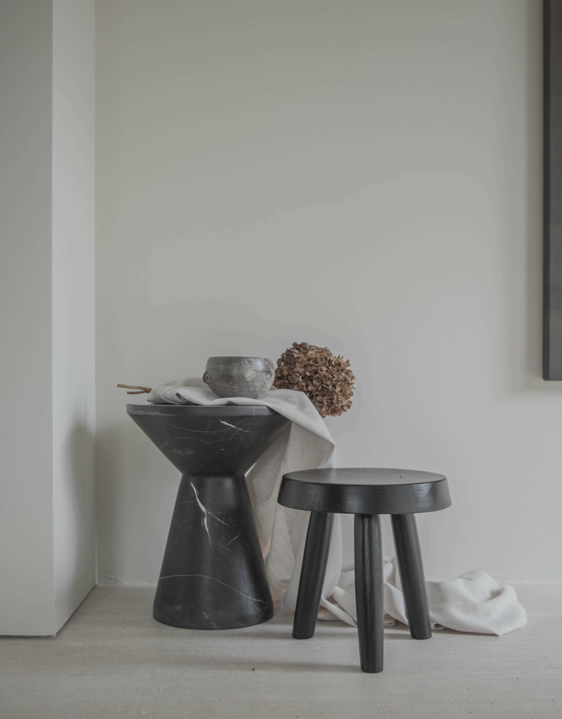 Low Black Stained Milk Stools 3
