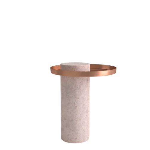Medium Travertine Contemporary Guรฉridon, Sebastian Herkner 1