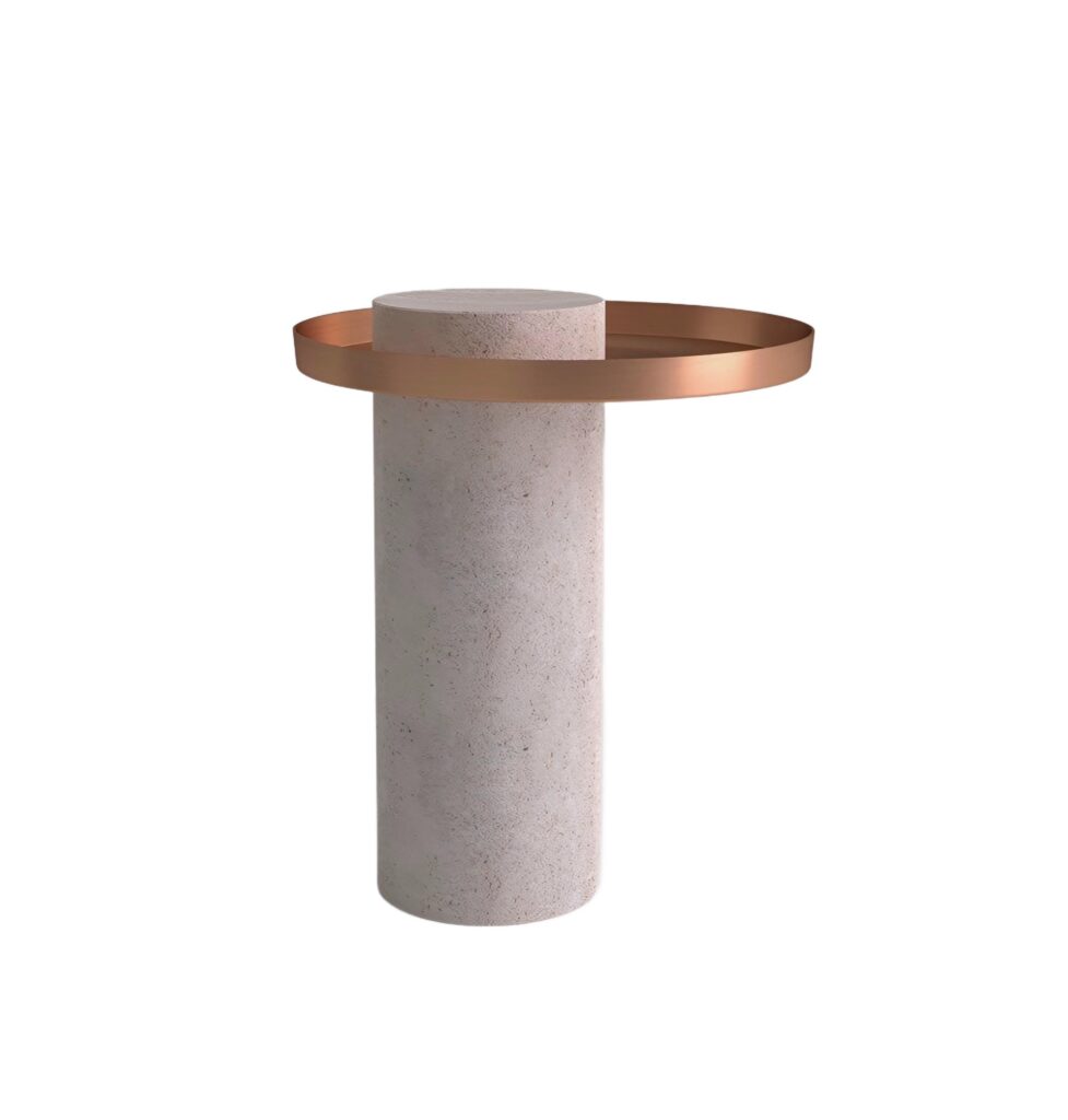 Medium Travertine Contemporary Gueridon Sebastian Herkner 1