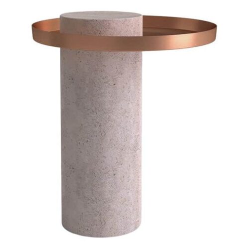 Medium travertine contemporary gueridon Sebastian Herkner 1