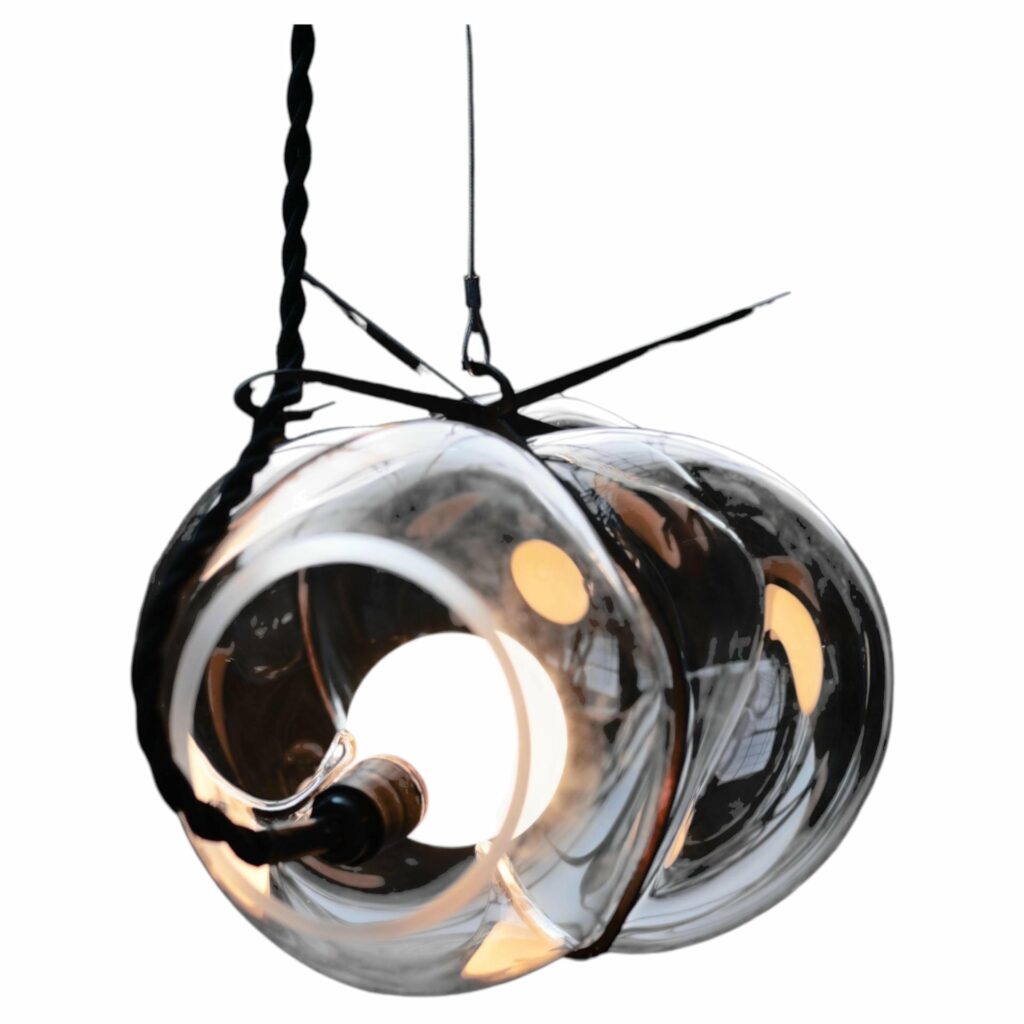 Unique Modern Crystal Glass Steel Suspension Pendant Light Exhale Catie Newell 1