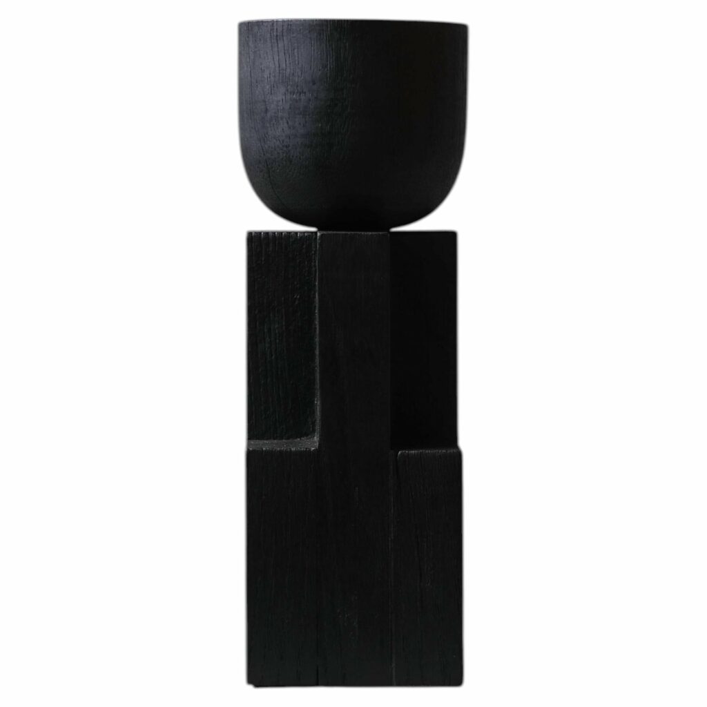 Black Iroko Wood Goblet Bowl Signed Arno Declercq 1