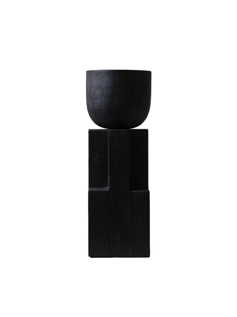 Black Iroko Wood Goblet Bowl, Signed Arno Declercq 1