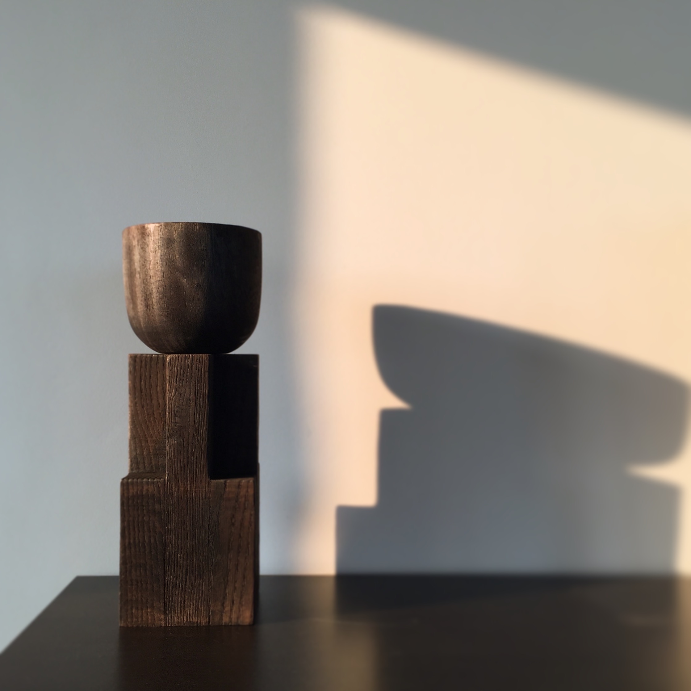 Black Iroko Wood Goblet Bowl, Signed Arno Declercq 12