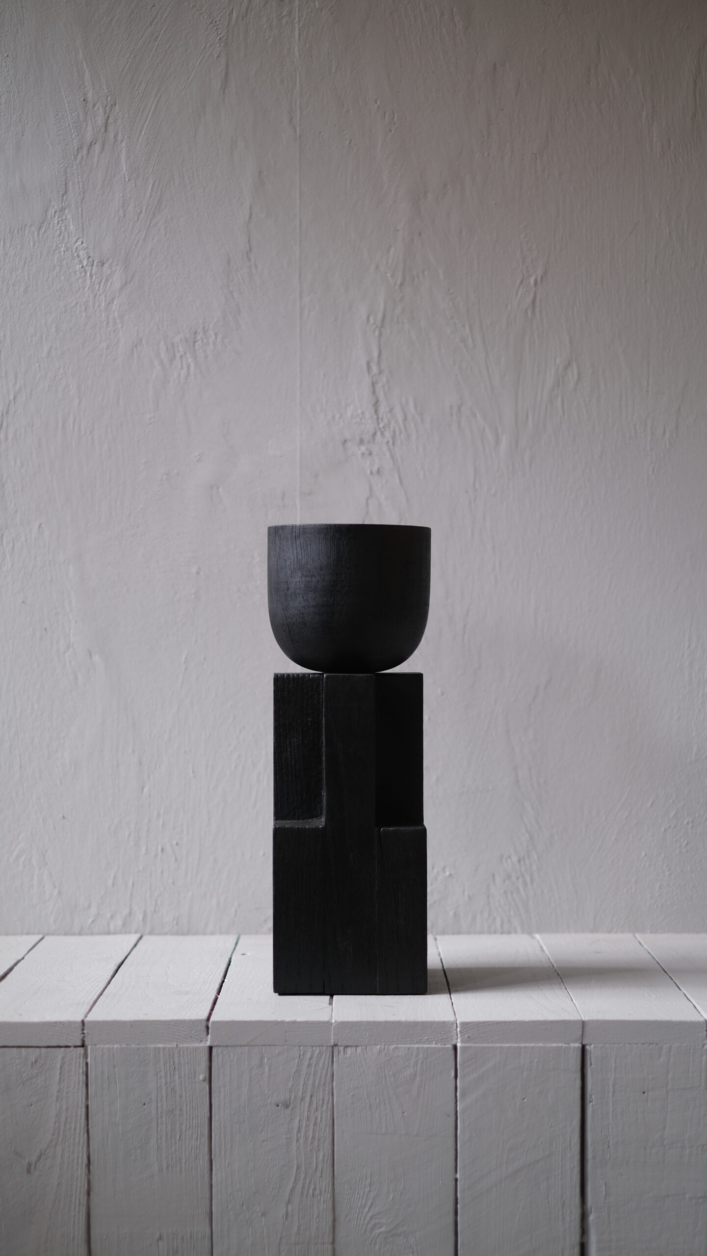 Black Iroko Wood Goblet Bowl, Signed Arno Declercq 2