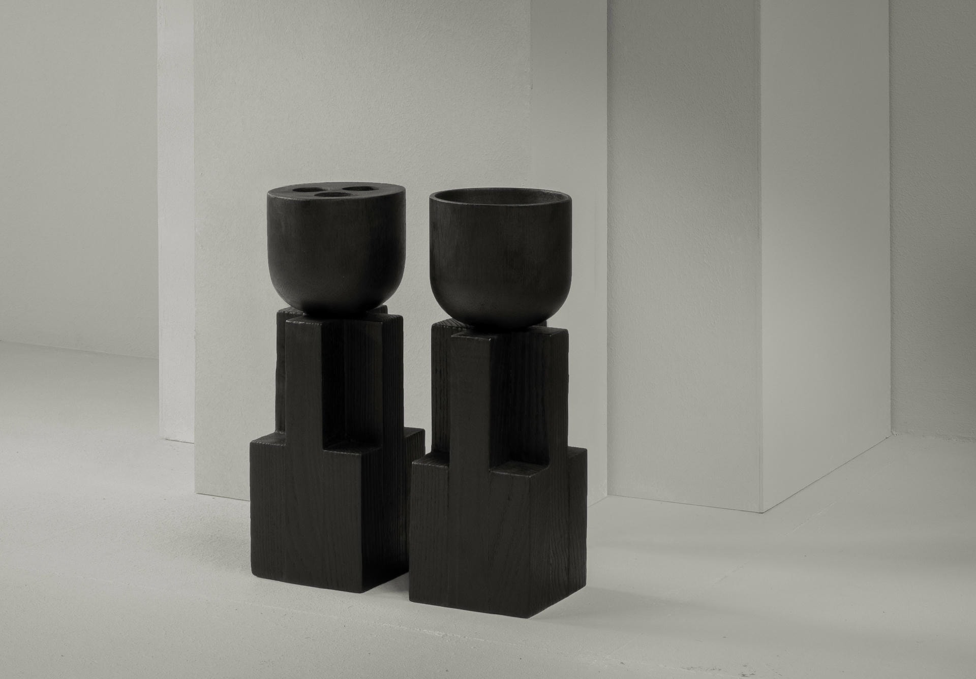 Black Iroko Wood Goblet Bowl Signed Arno Declercq 4