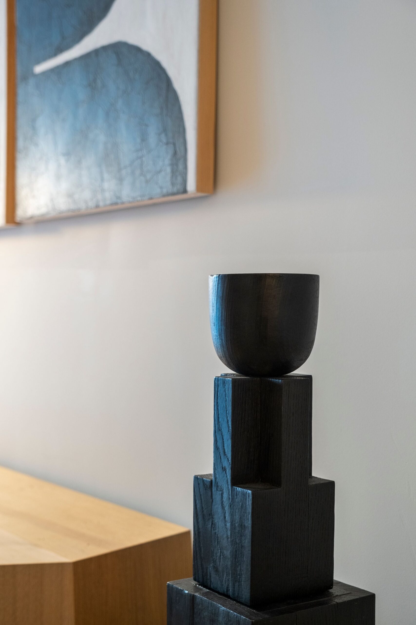 Black Iroko Wood Goblet Bowl, Signed Arno Declercq 4
