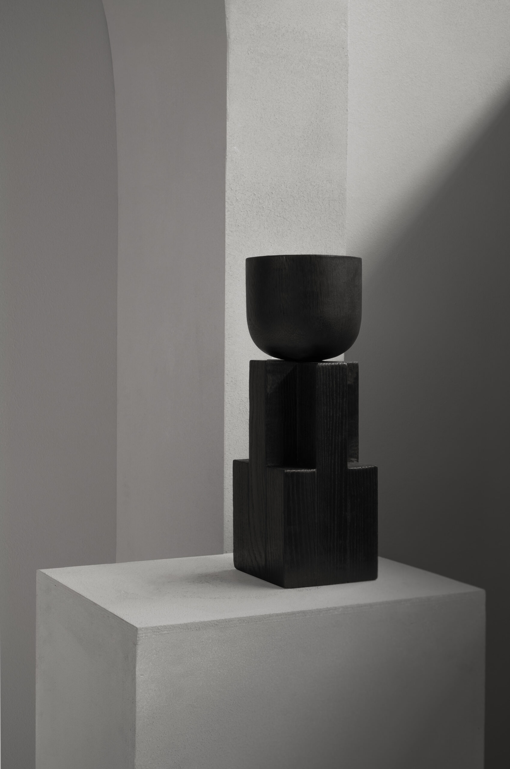 Black Iroko Wood Goblet Bowl, Signed Arno Declercq 7