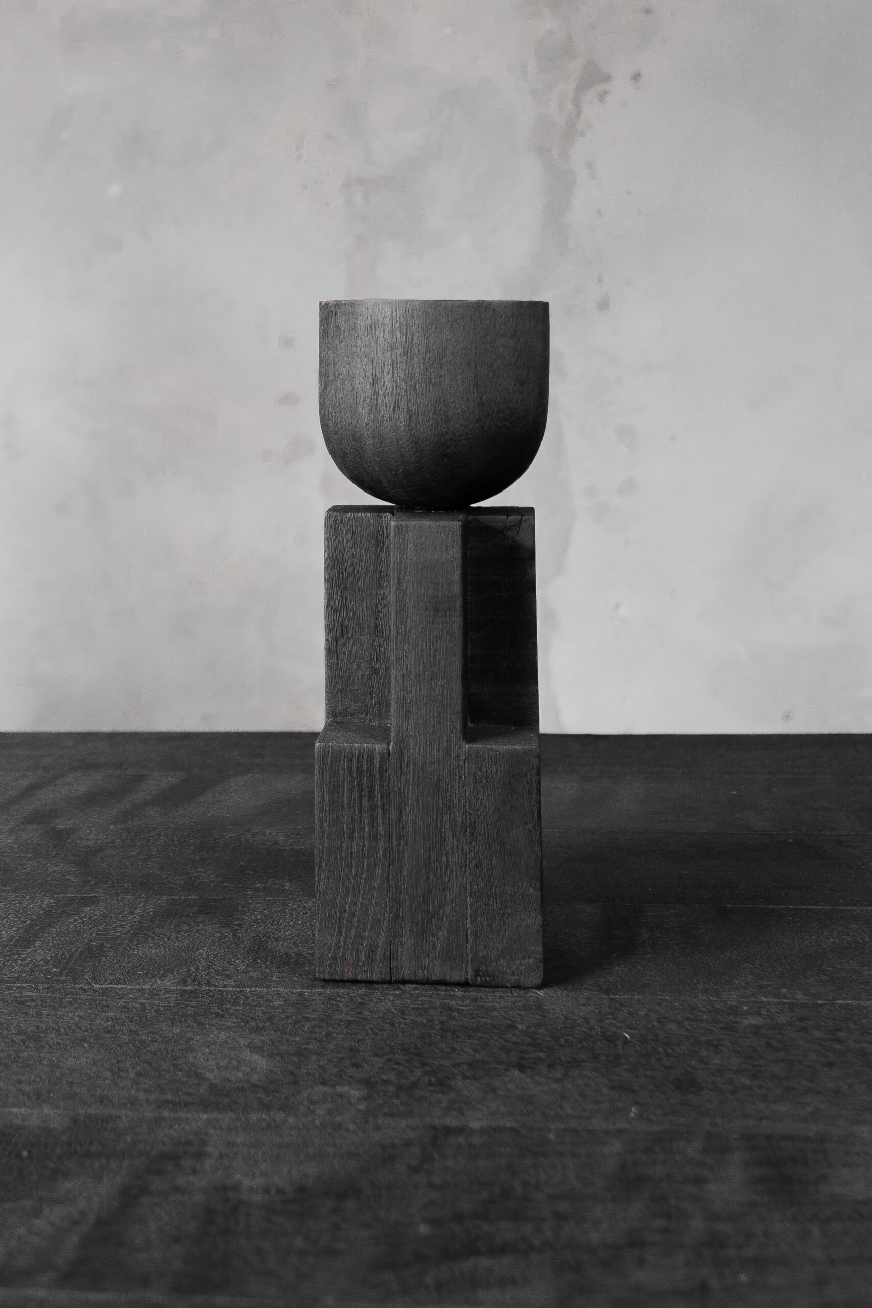 Black Iroko Wood Goblet Bowl, Signed Arno Declercq 9
