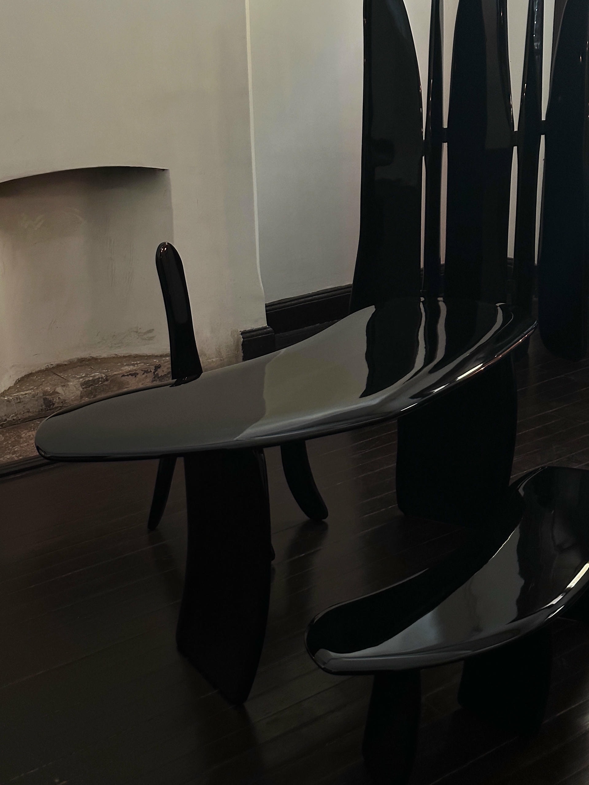 Contemporary Design High Lacquered Black Ash Wood Bench by kar 10