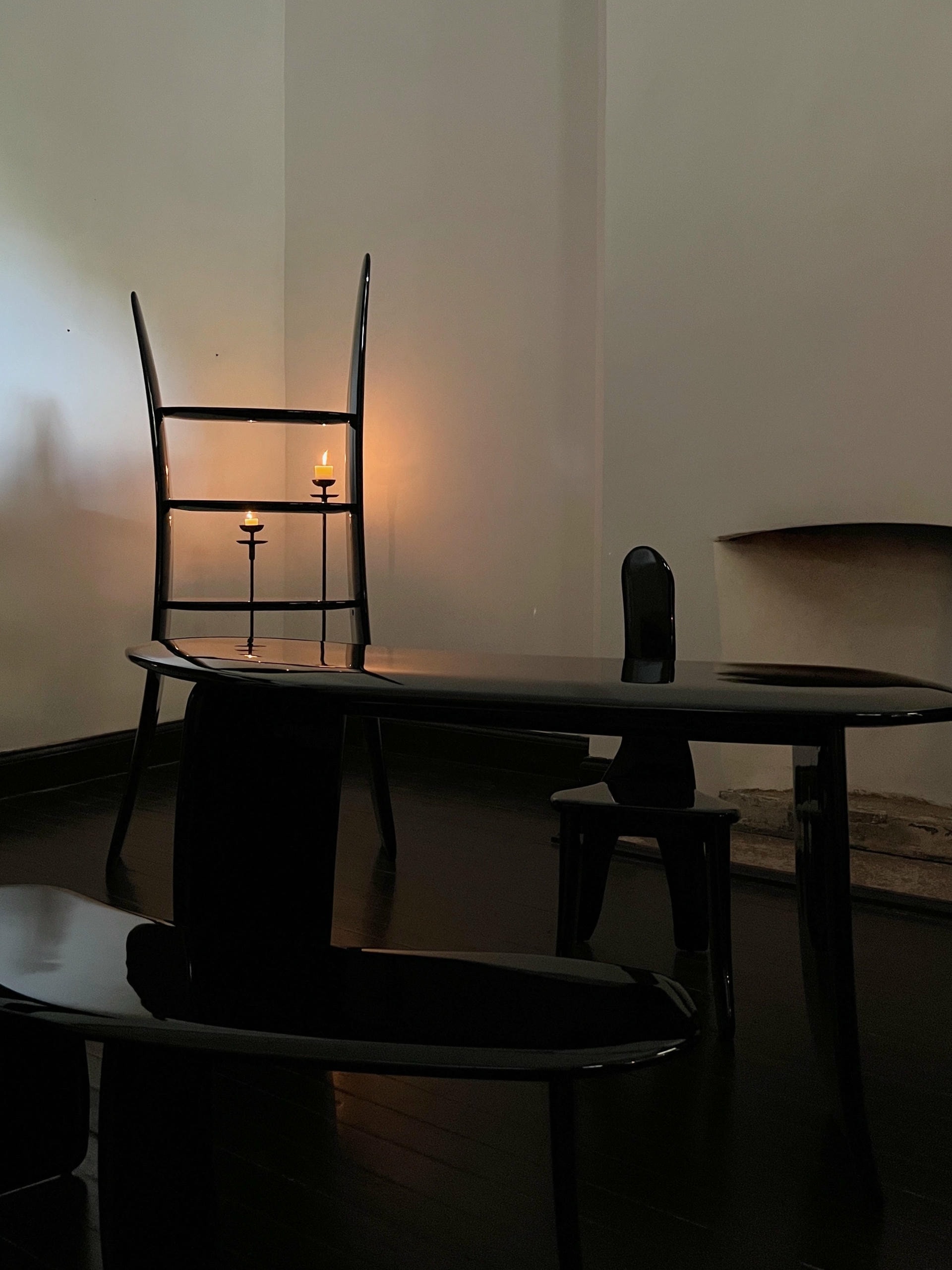 Contemporary Design High Lacquered Black Ash Wood Bench by kar 4