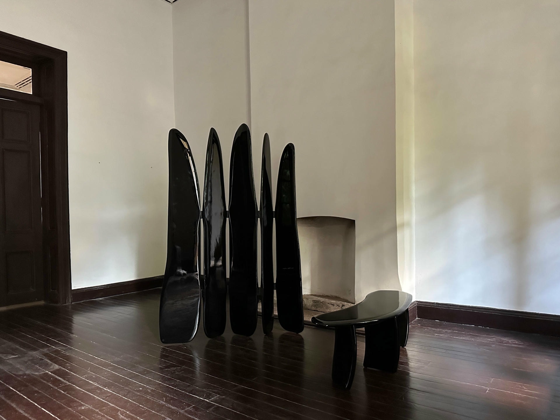 Contemporary Design High Lacquered Black Ash Wood Bench by kar 5