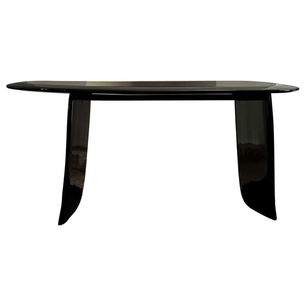 Contemporary High Lacquered Black Organic Ash Wood Desk by kar 1