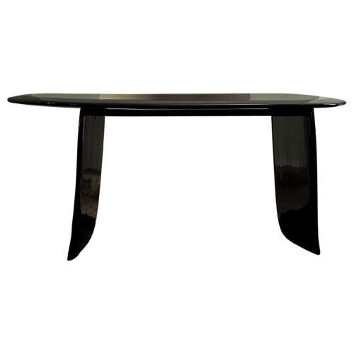 Contemporary High Lacquered Black Organic Ash Wood Desk by kar 1