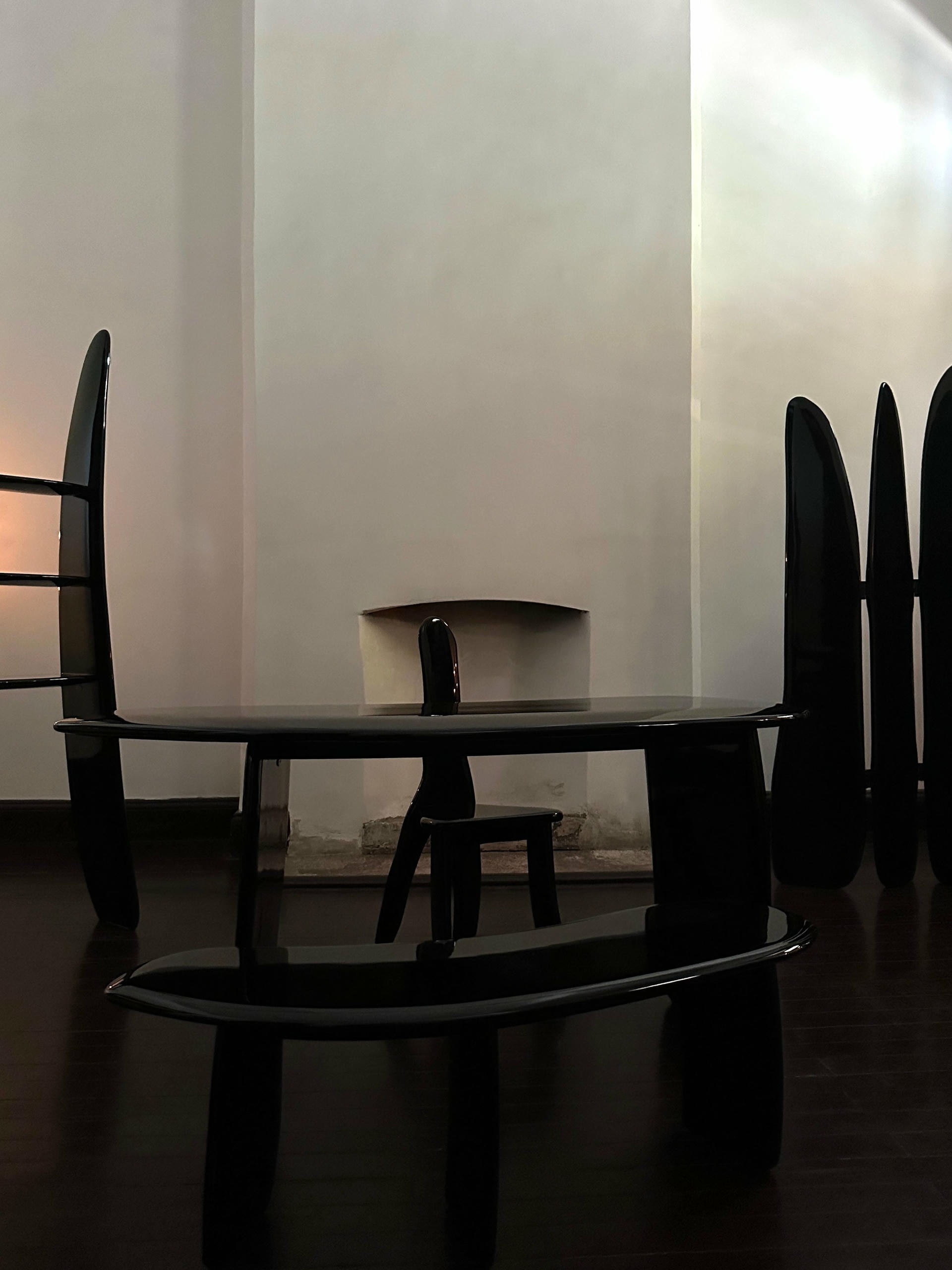 Fence Like Structure Contemporary High Lacquered Black Ash Wood Screen by kar 9