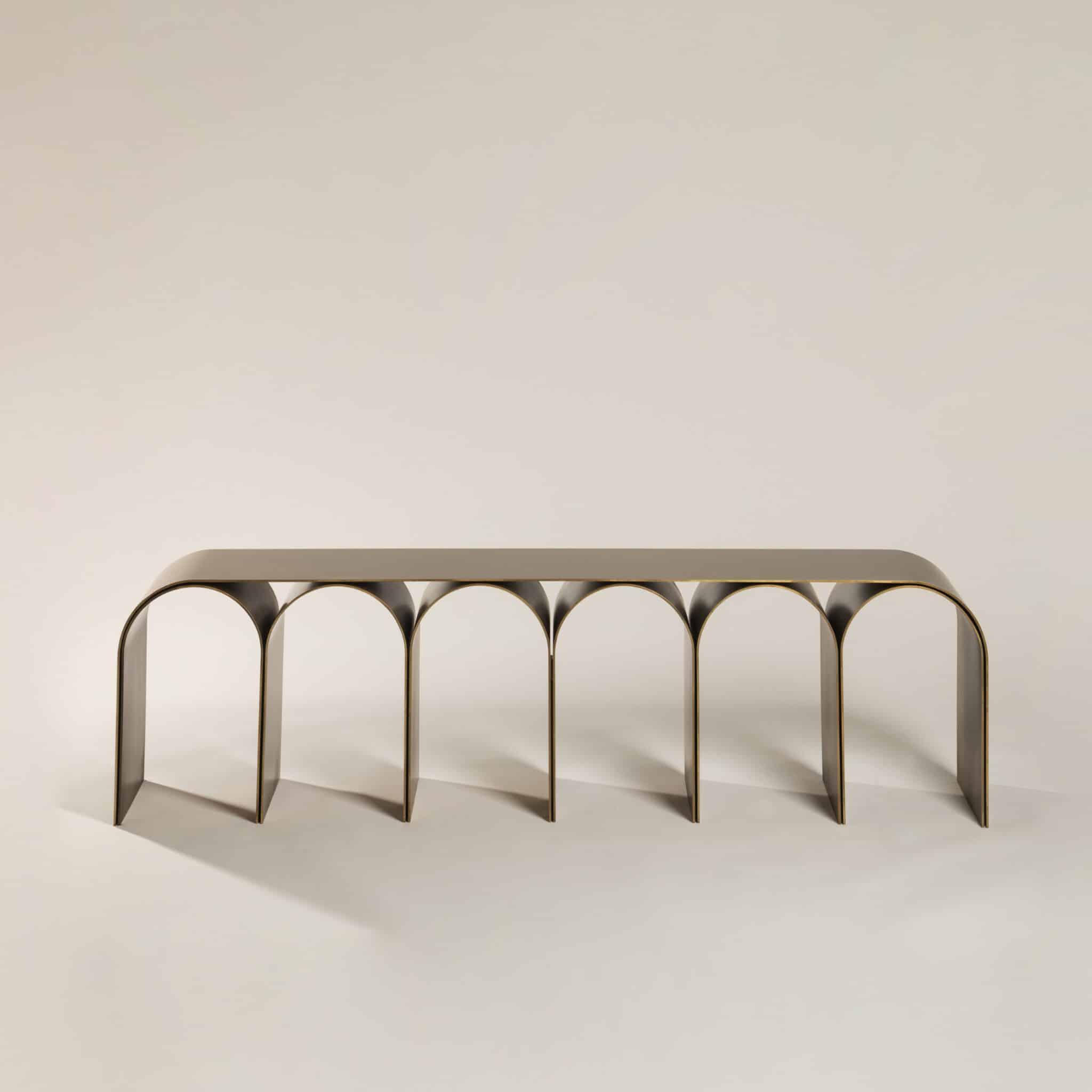 Nabuk Gold Arch Bench by Pietro Franceschini 2