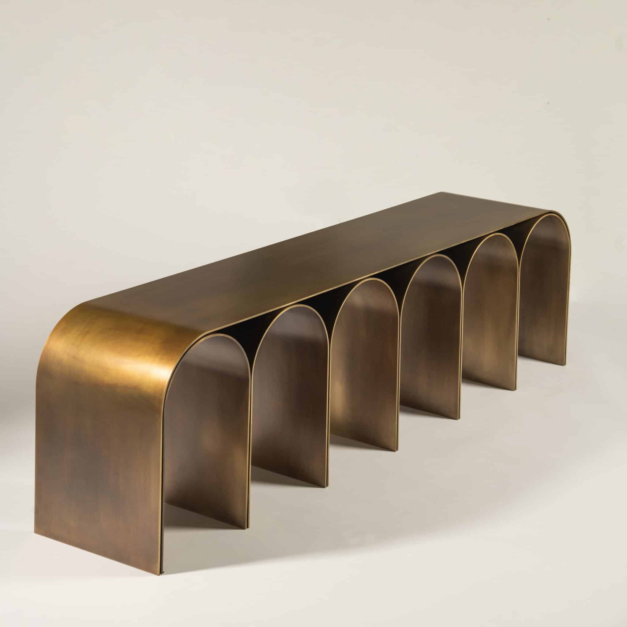Nabuk Gold Arch Bench by Pietro Franceschini 6