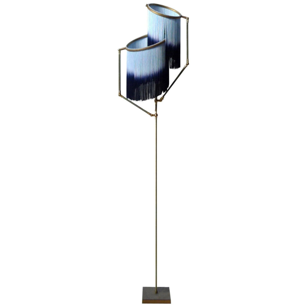 No22 C Blue Charme Fringes Dip Dyed Contemporary Floor Lamp Sander Bottinga 1
