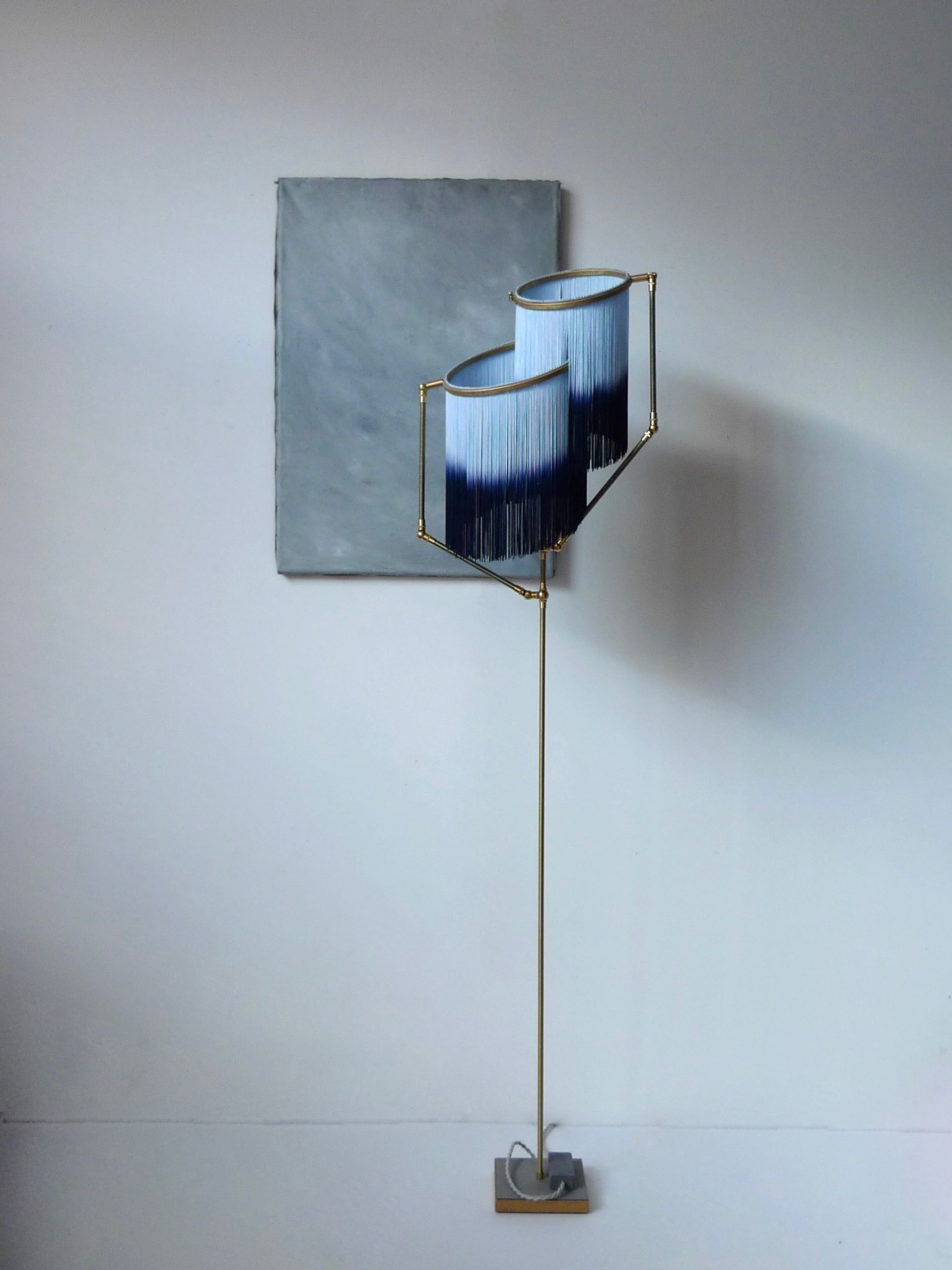 No22 C Blue Charme Fringes Dip Dyed Contemporary Floor Lamp Sander Bottinga 2