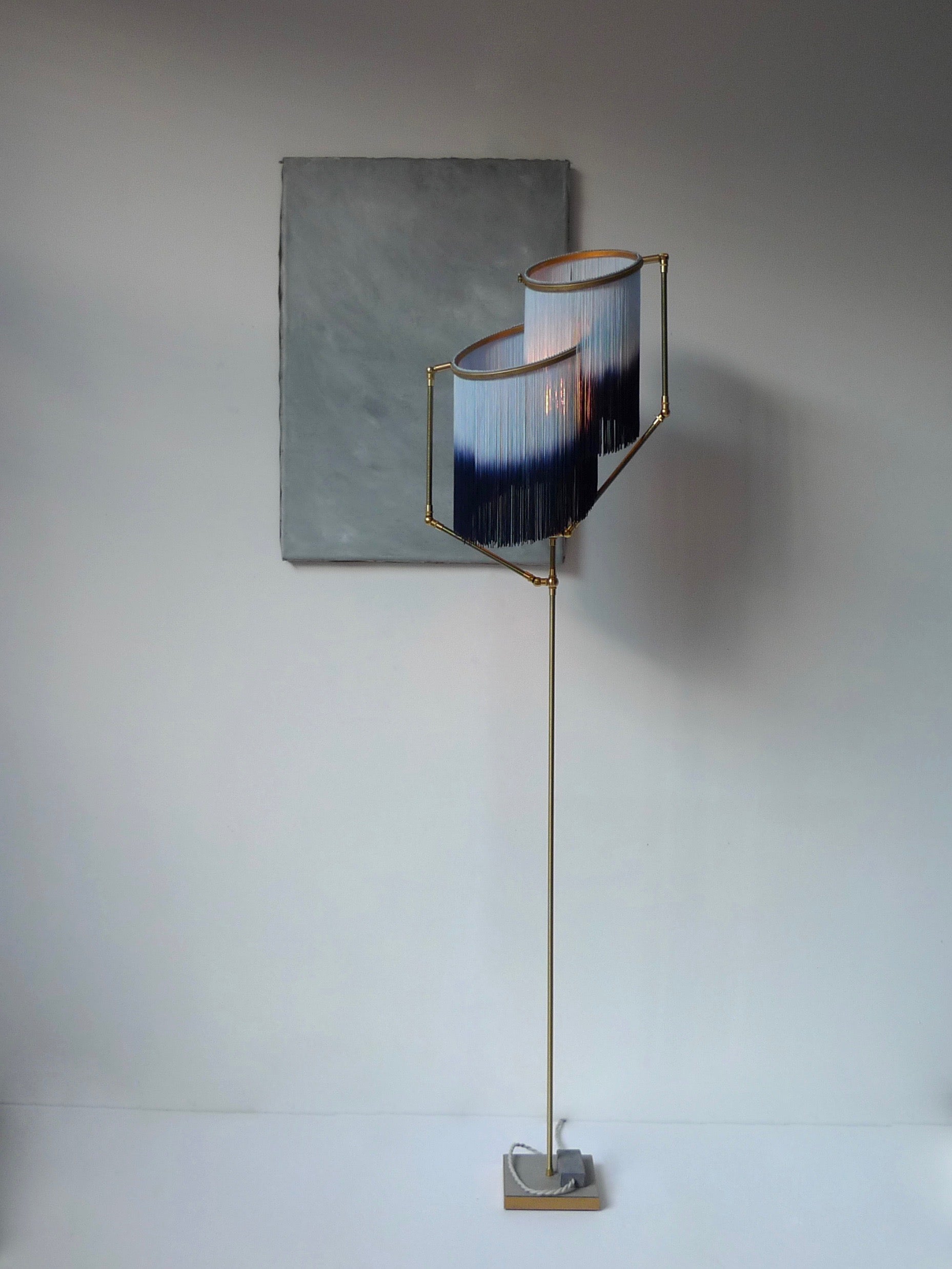 No22 C Blue Charme Fringes Dip Dyed Contemporary Floor Lamp Sander Bottinga 3