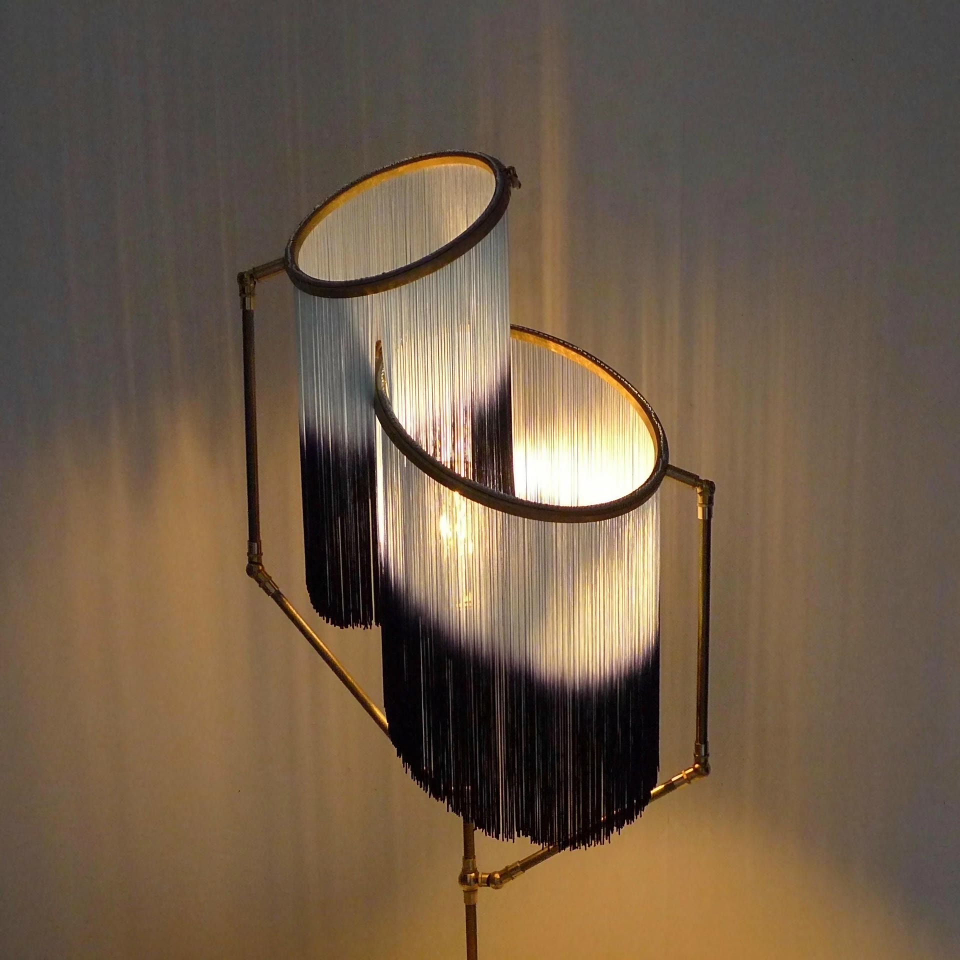 No22 C Blue Charme Fringes Dip Dyed Contemporary Floor Lamp Sander Bottinga 5