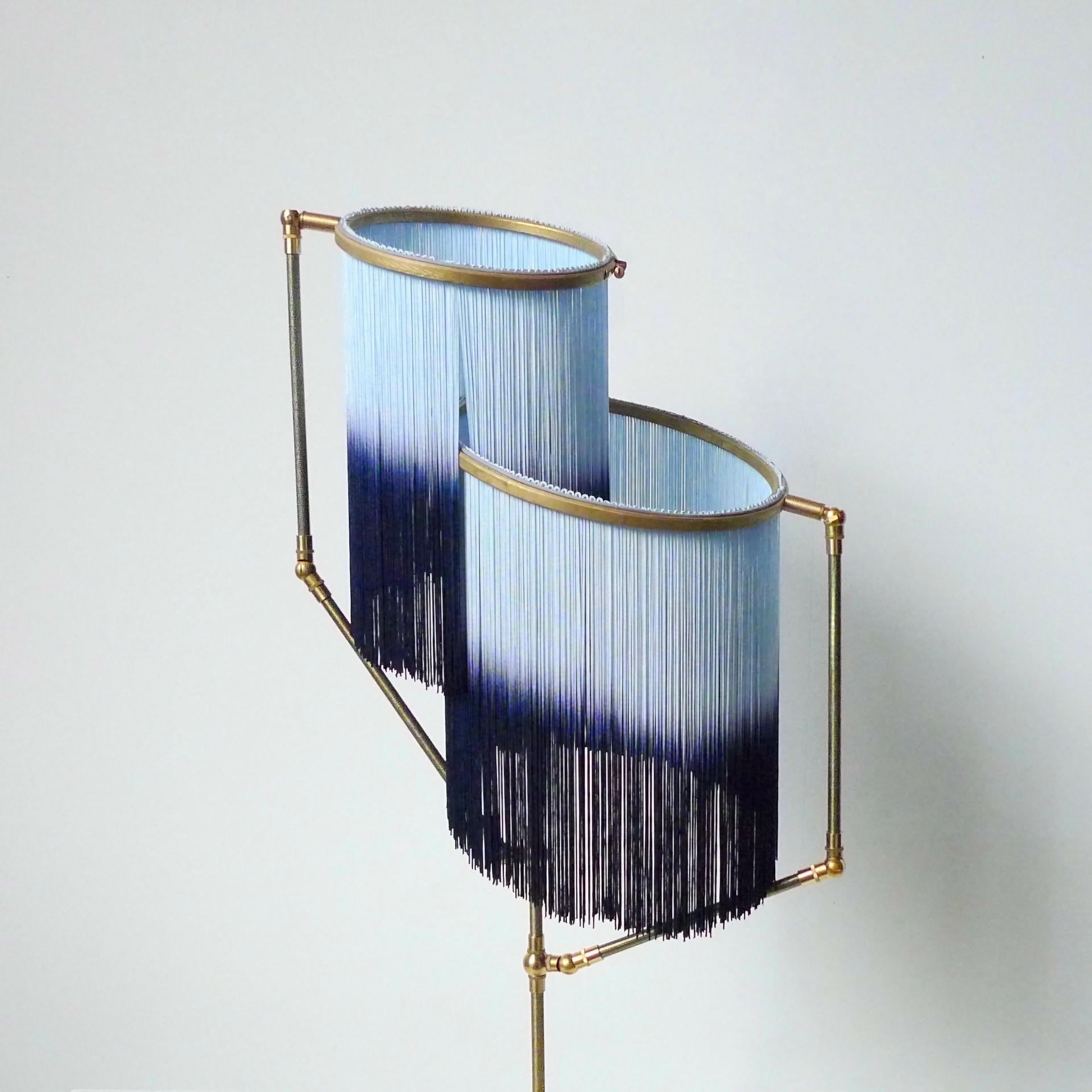 No22 C Blue Charme Fringes Dip Dyed Contemporary Floor Lamp Sander Bottinga 6