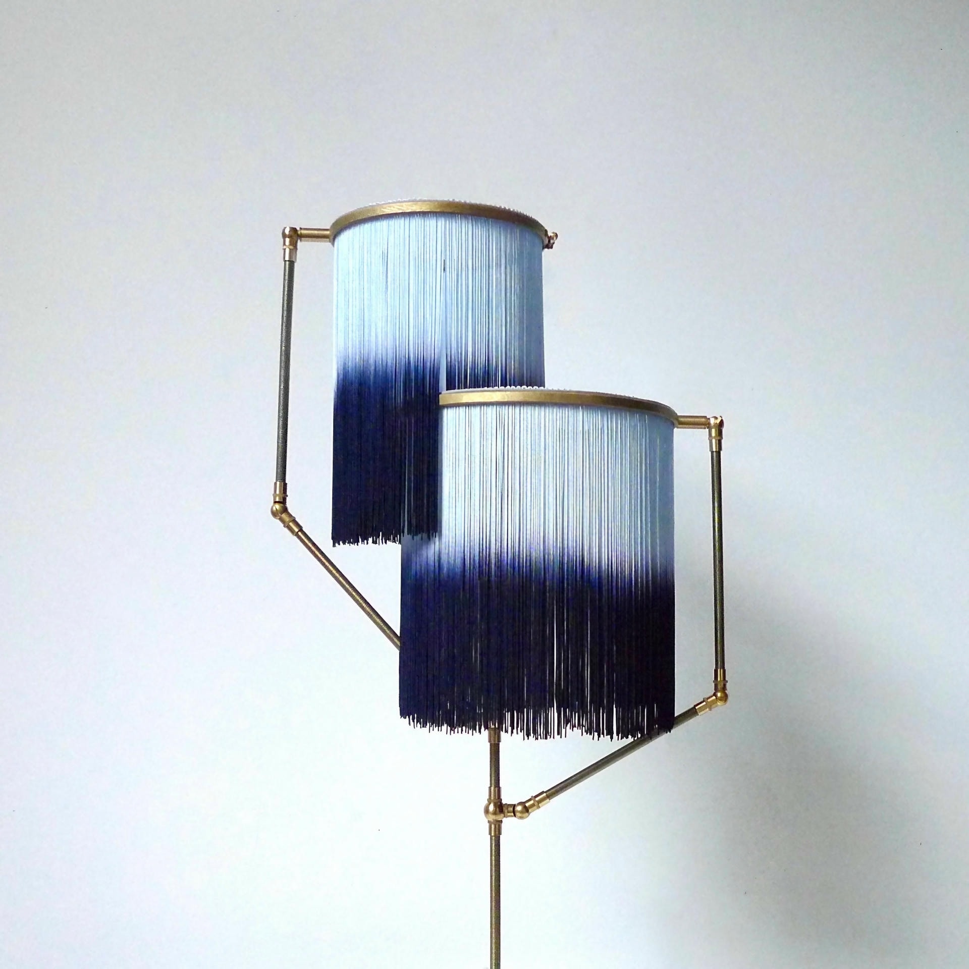 No22 C Blue Charme Fringes Dip Dyed Contemporary Floor Lamp Sander Bottinga 7