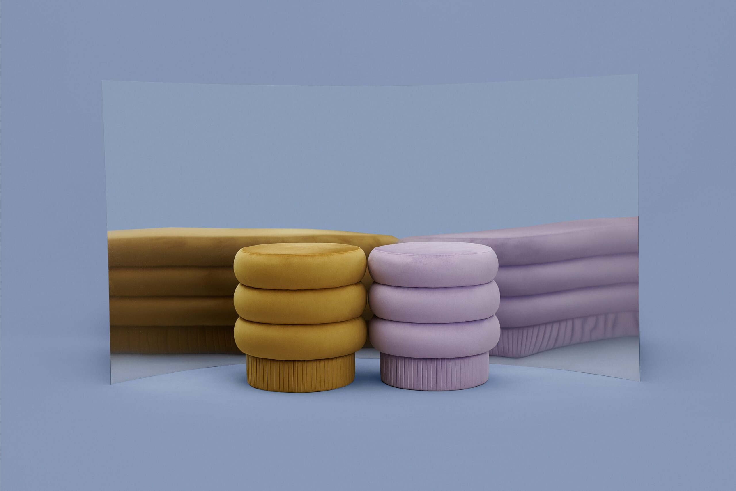 Pompa Contemporary Sculptural Velvet Pouf by Houtique 5