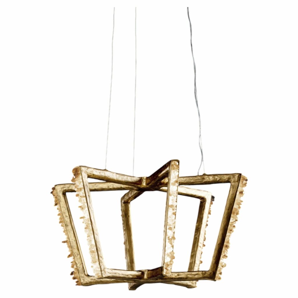 Quartz and Bronze Pendant Light I by Aver 1