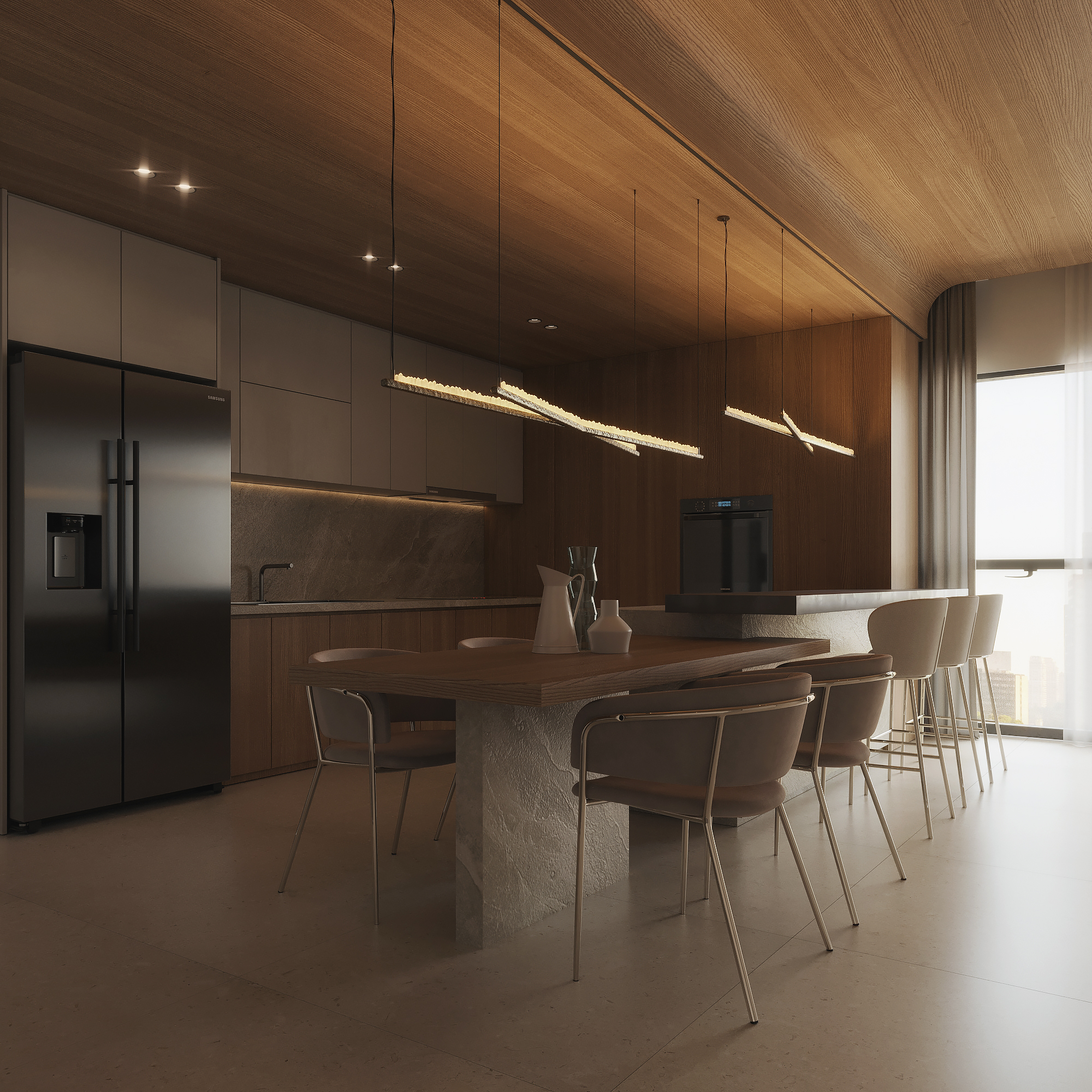 Quartz and Bronze Pendant Light I by Aver 16