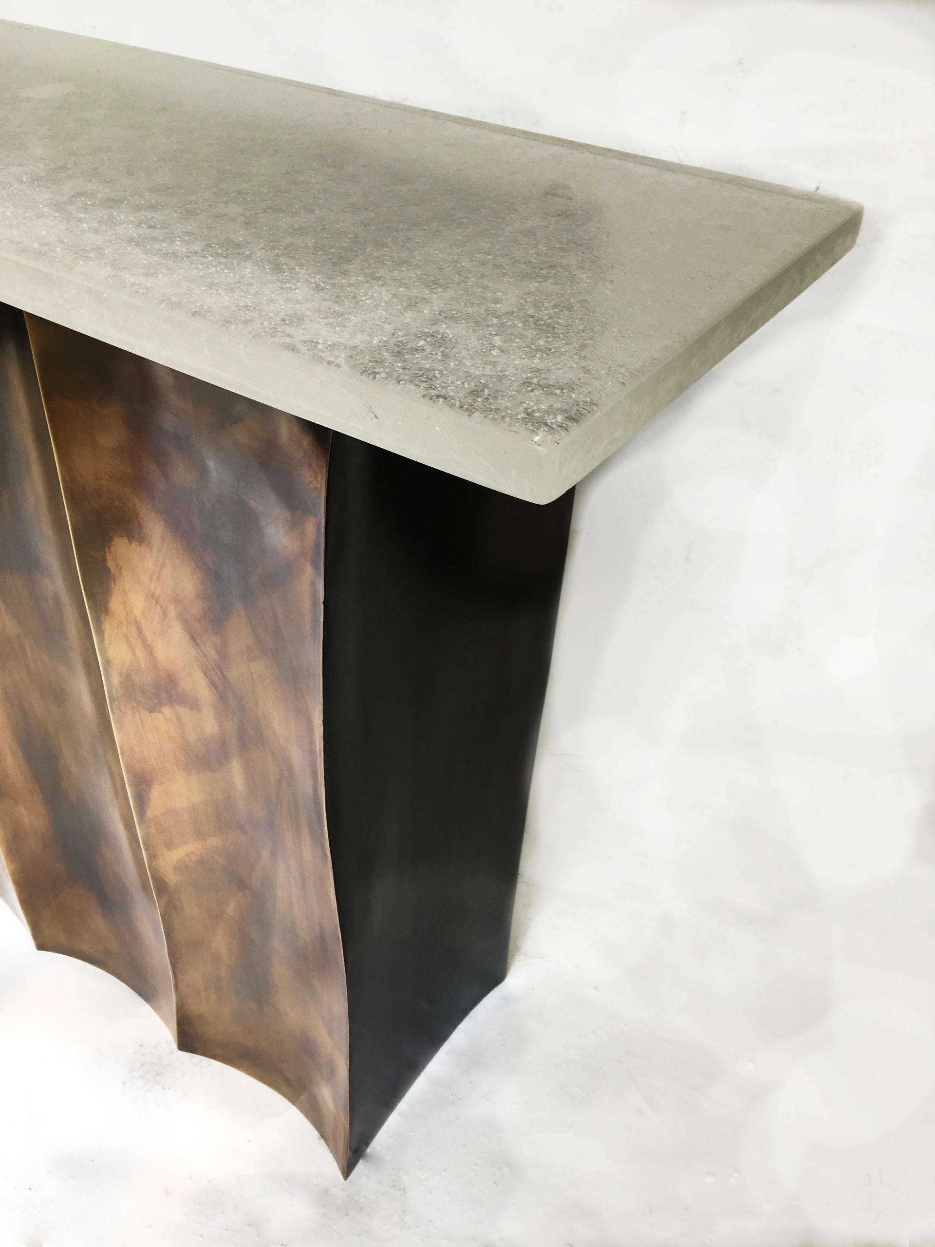 Riald Brass and Glass Console Signed by Stefan Leo 2