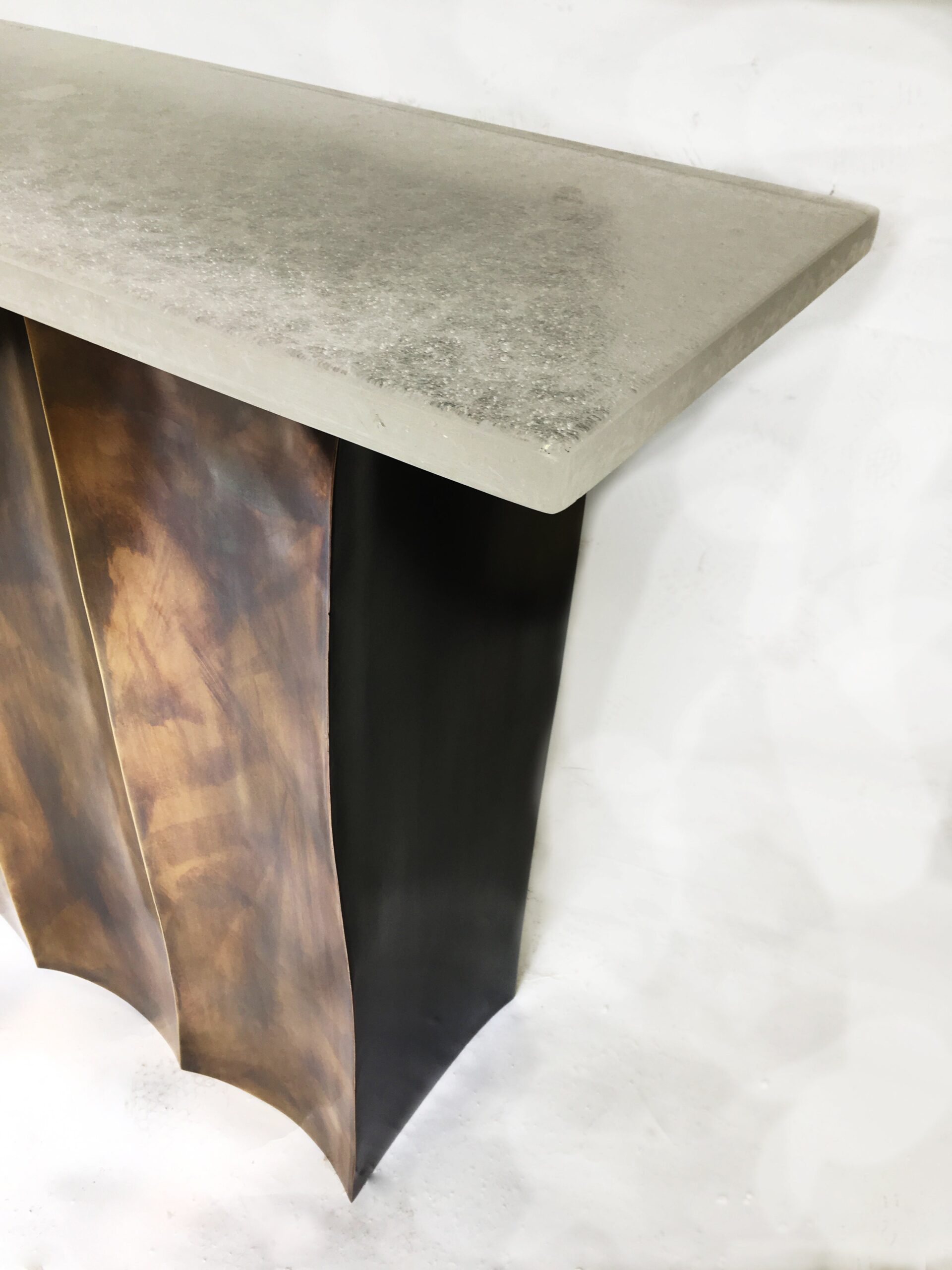 Riald Brass and Glass Console Signed by Stefan Leo 2