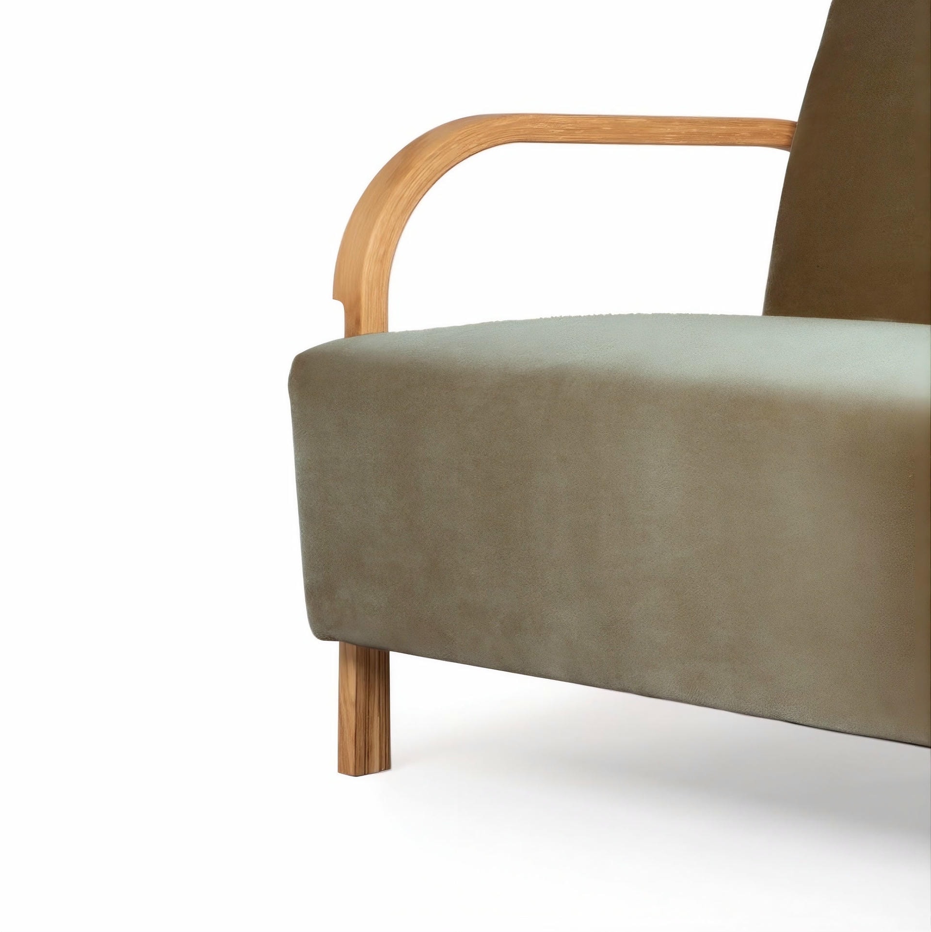 ARCH 2 Seater Sofa in Oak and DAWMohair Mcnutt Upholstery by Mazo Design 4