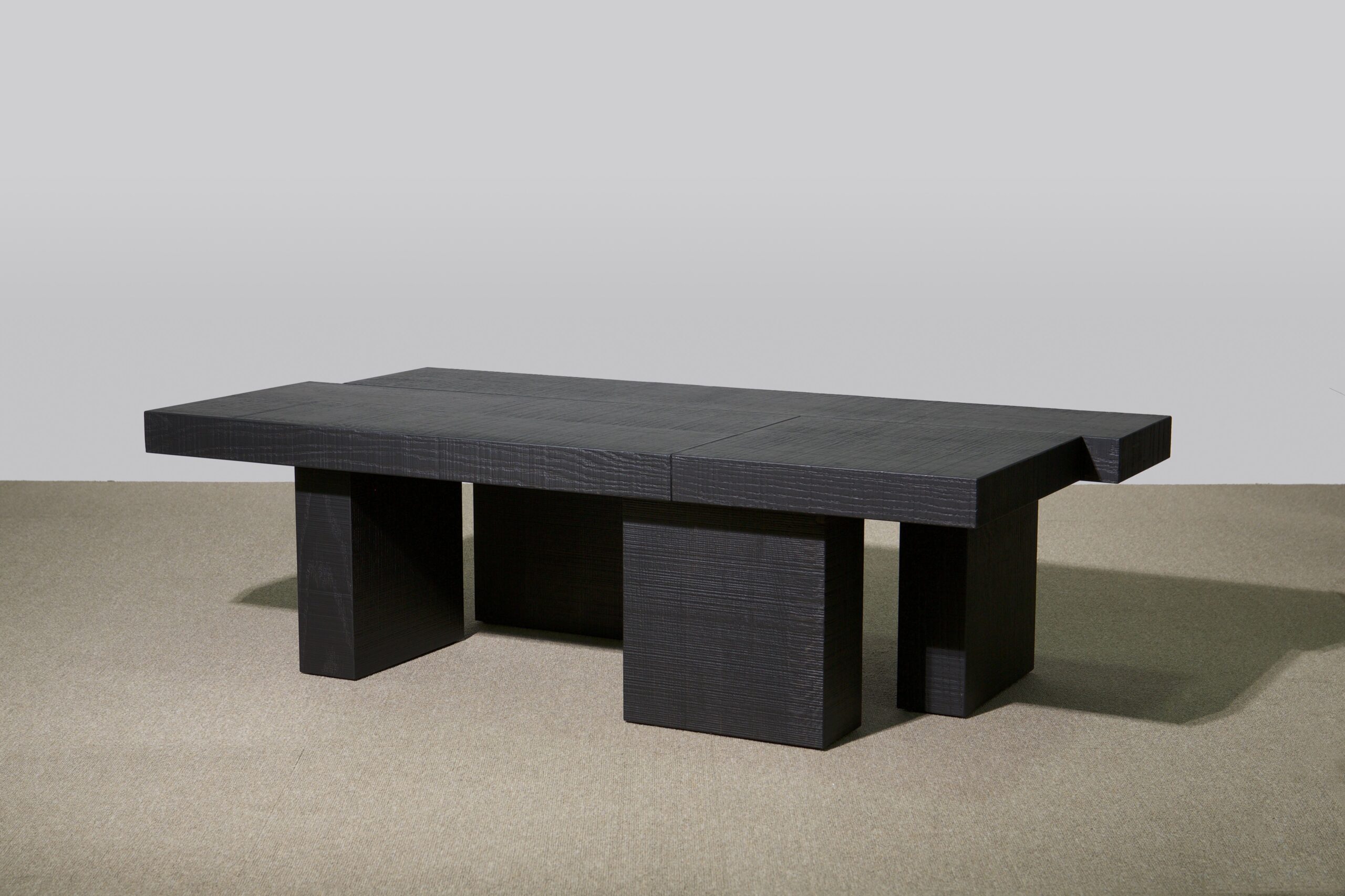 Black Layered Oak Wood Bench by Hyungshin Hwang 2