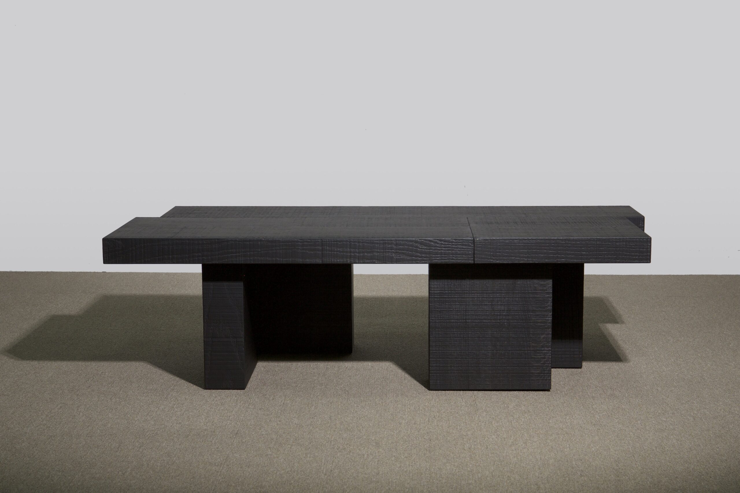 Black Layered Oak Wood Bench by Hyungshin Hwang 3