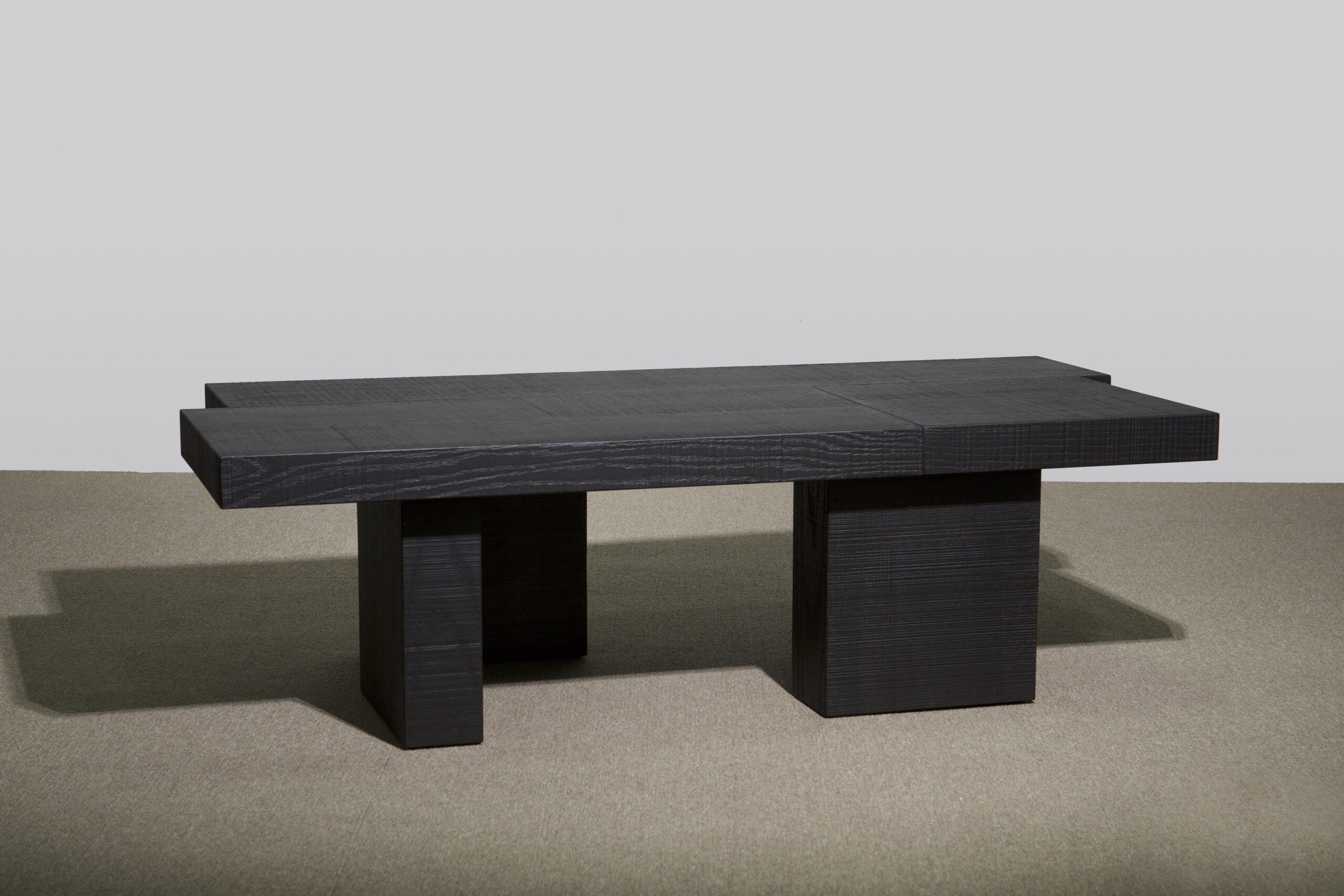 Black Layered Oak Wood Bench by Hyungshin Hwang 4