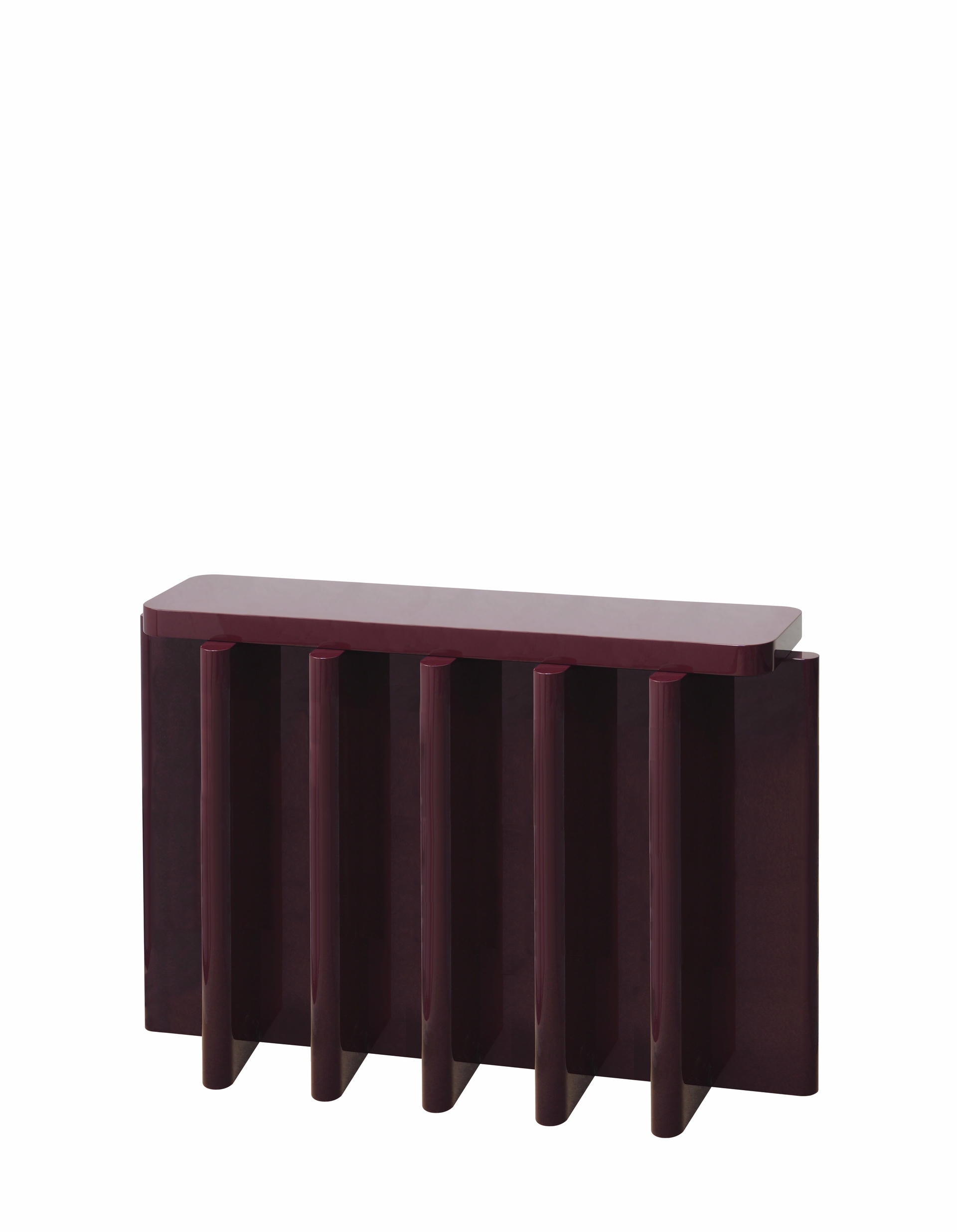 Handcrafted Bordeaux Red Solid Wood Seating Spina B31 Bench by Cara Davide 5