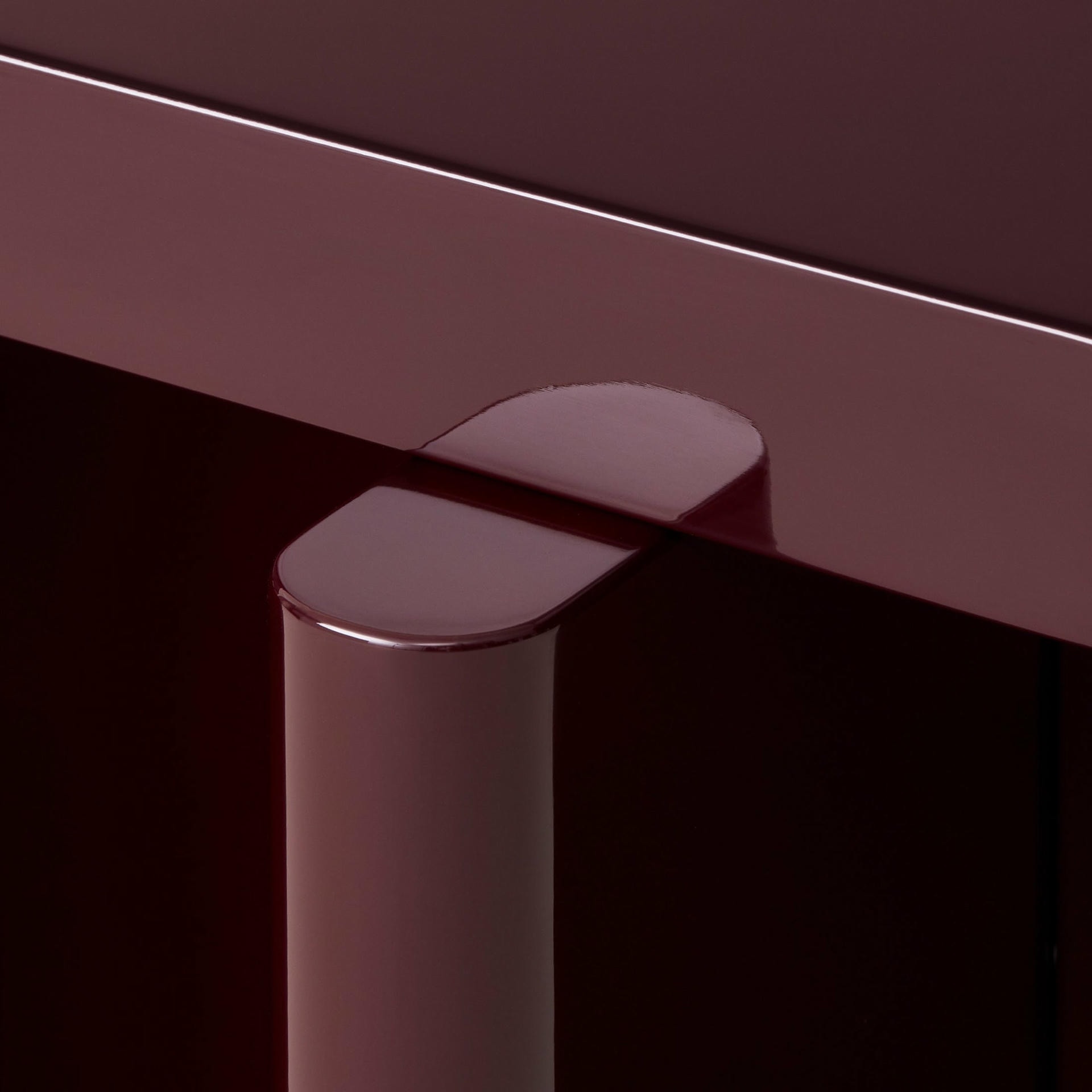 Handcrafted Bordeaux Red Solid Wood Spina T22 Wooden Side Table by Cara Davide 3