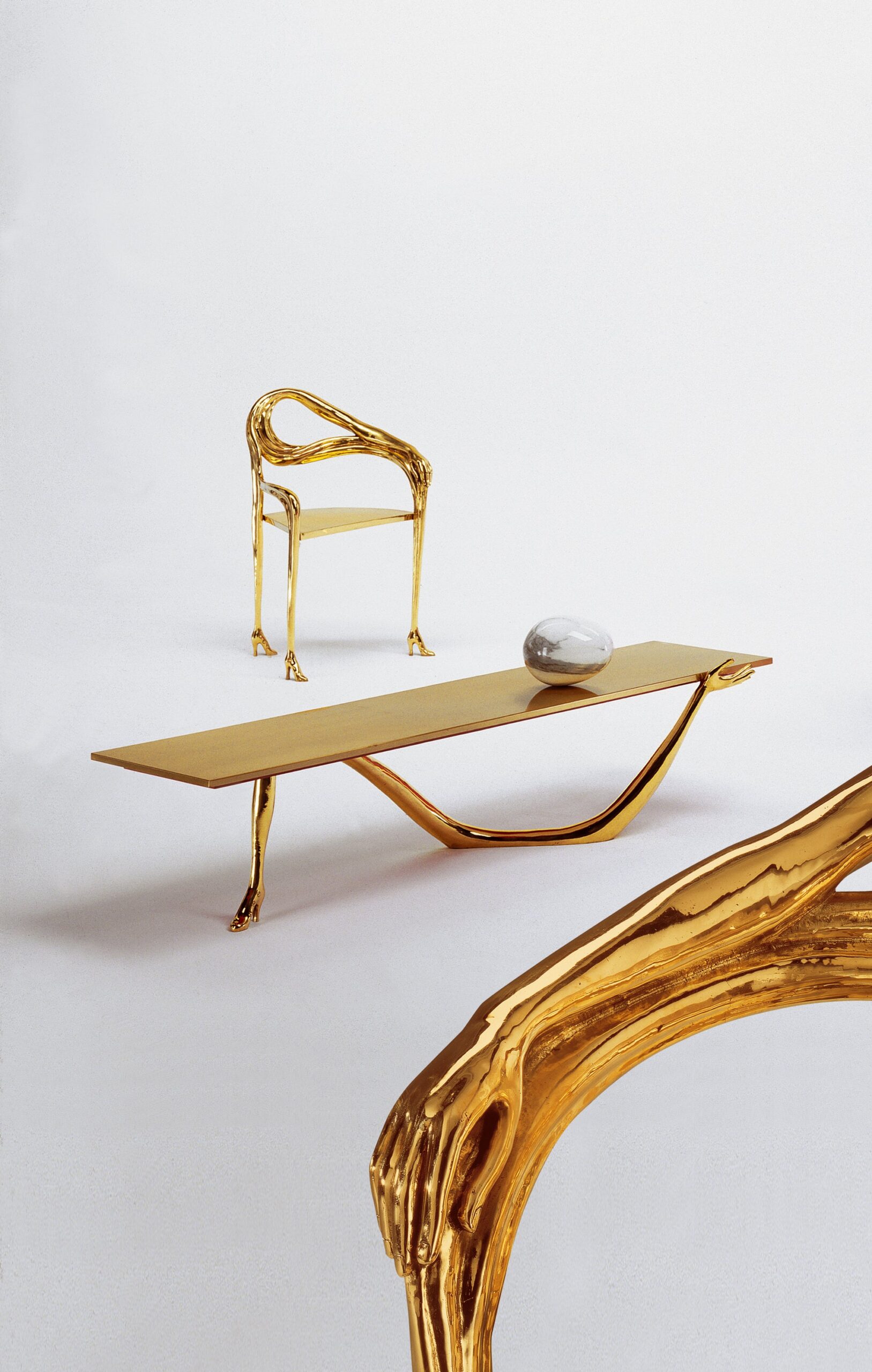 Leda Armchair by Salvador Dali Polished Brass Modern Design Spain 8