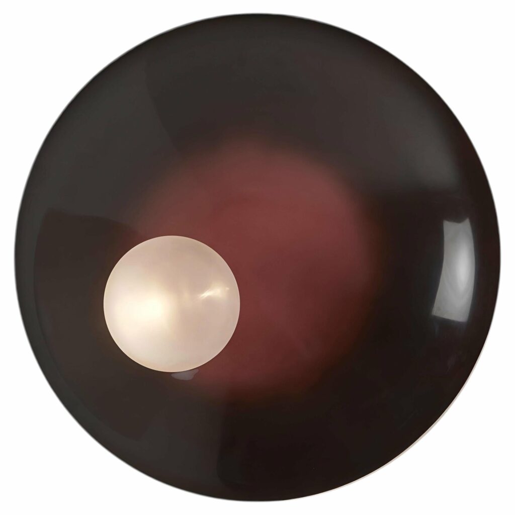 Luxury Modern Handcrafted Burgundy Ceiling Mounted Lamp Oyster by Carla Baz 1