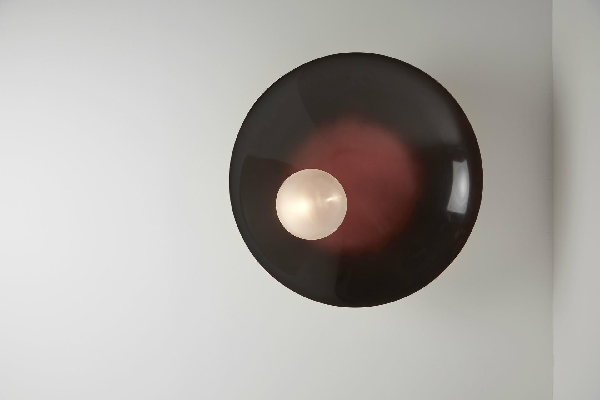 Luxury Modern Handcrafted Burgundy Ceiling Mounted Lamp Oyster by Carla Baz 2