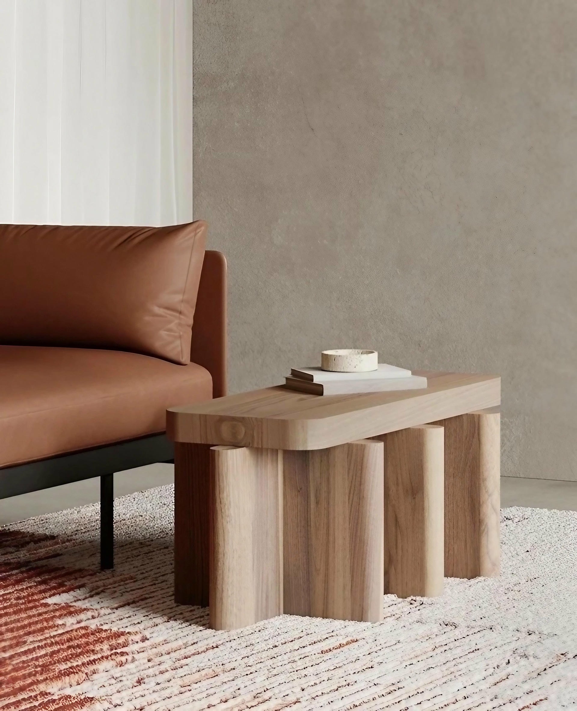Rustic Bordeaux Red Solid Wood Seating Spina B51 Wooden Bench by Cara Davide 12