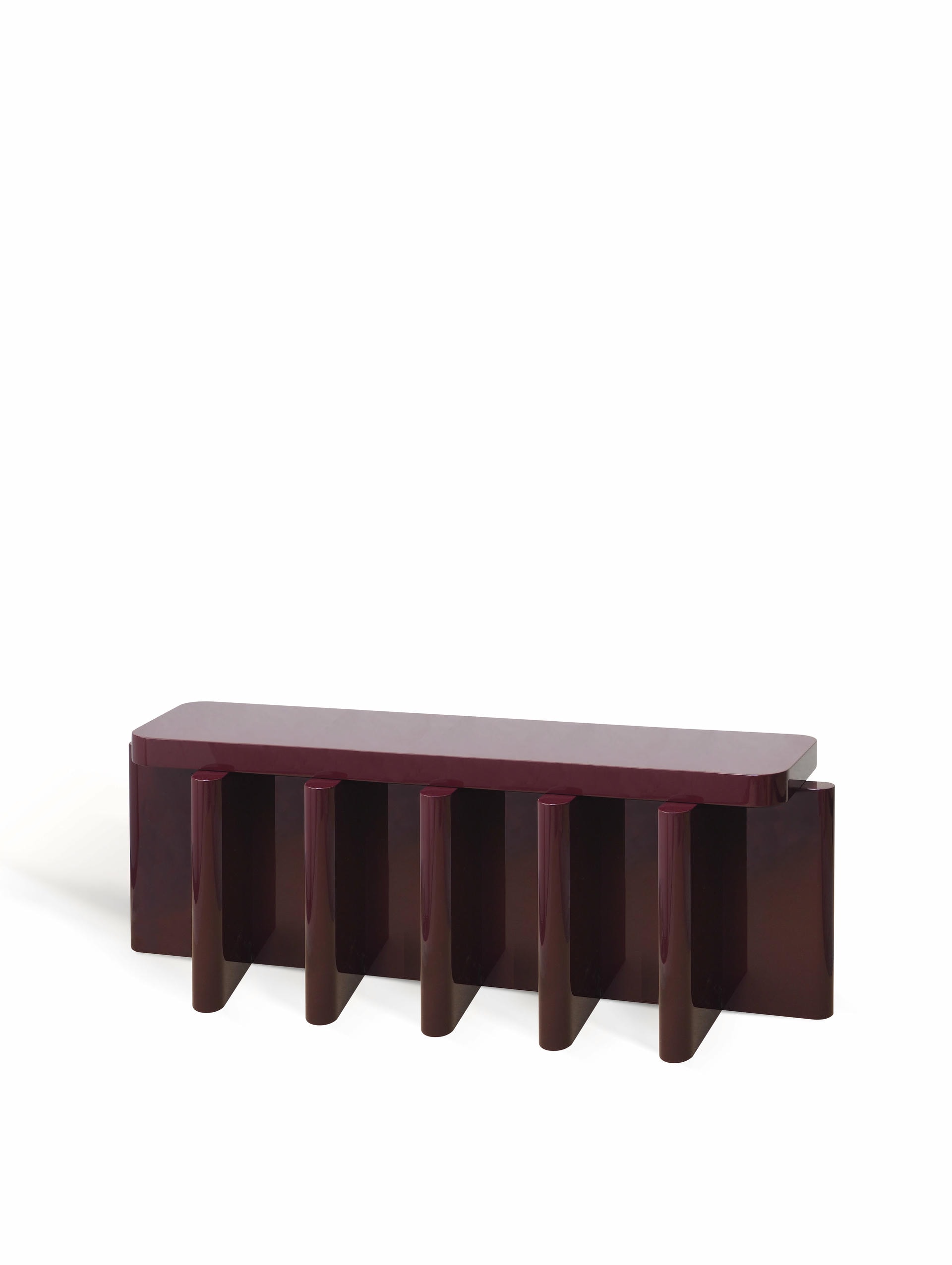 Rustic Bordeaux Red Solid Wood Seating Spina B51 Wooden Bench by Cara Davide 2