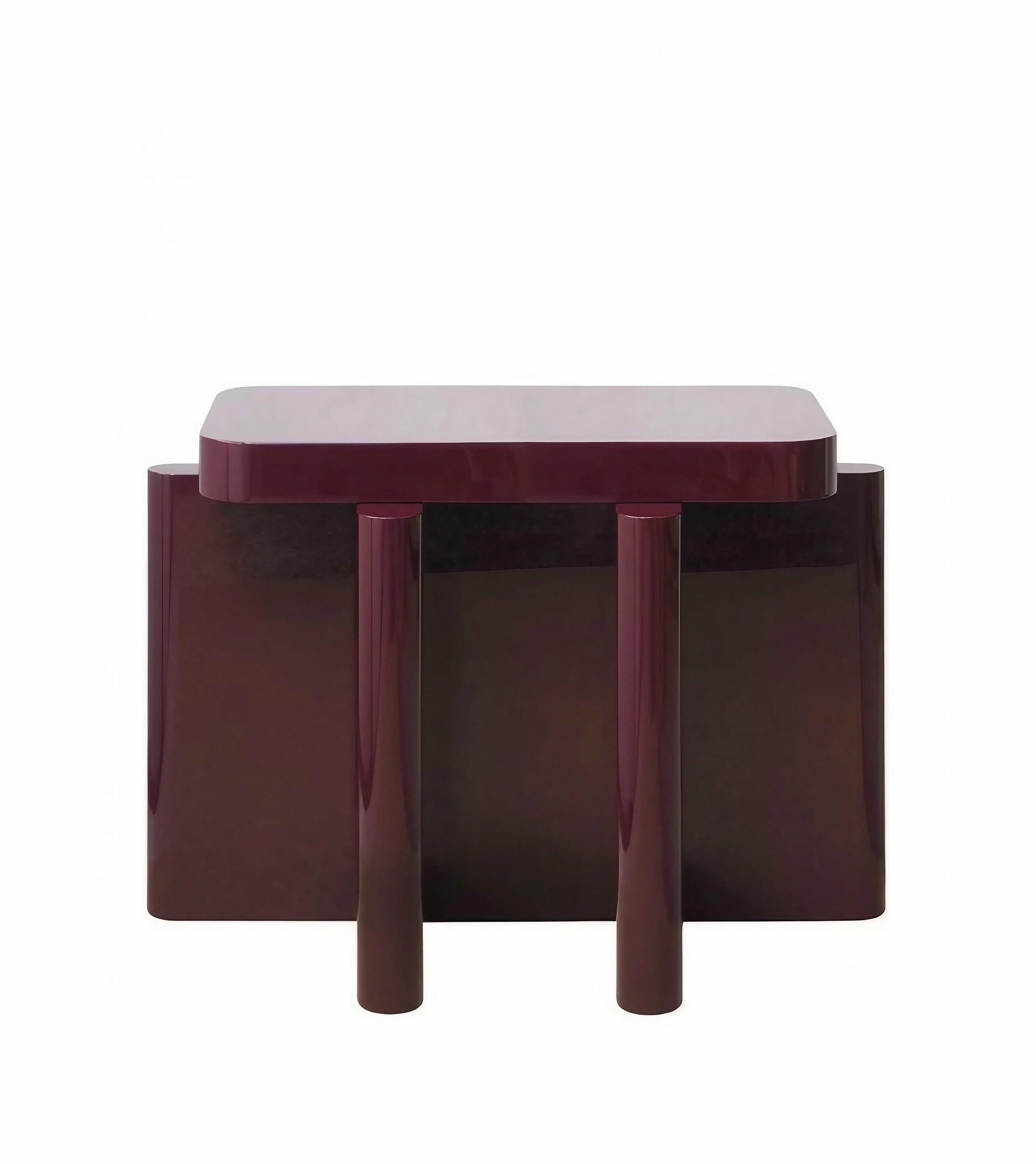 Rustic Bordeaux Red Solid Wood Seating Spina B51 Wooden Bench by Cara Davide 5