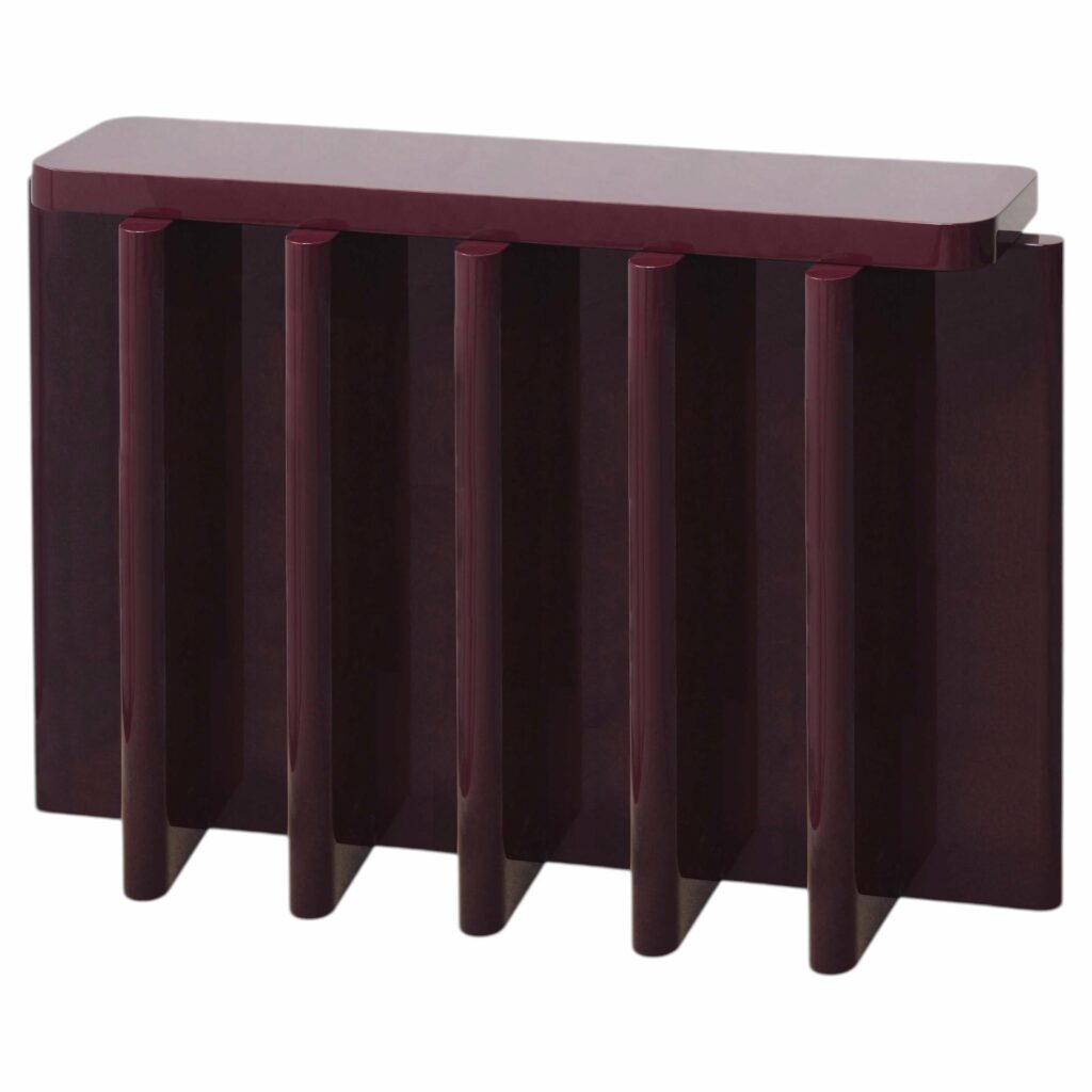 Rustic Bordeaux Red Solid Wood Spina C51 Wooden Console Table by Cara Davide 1