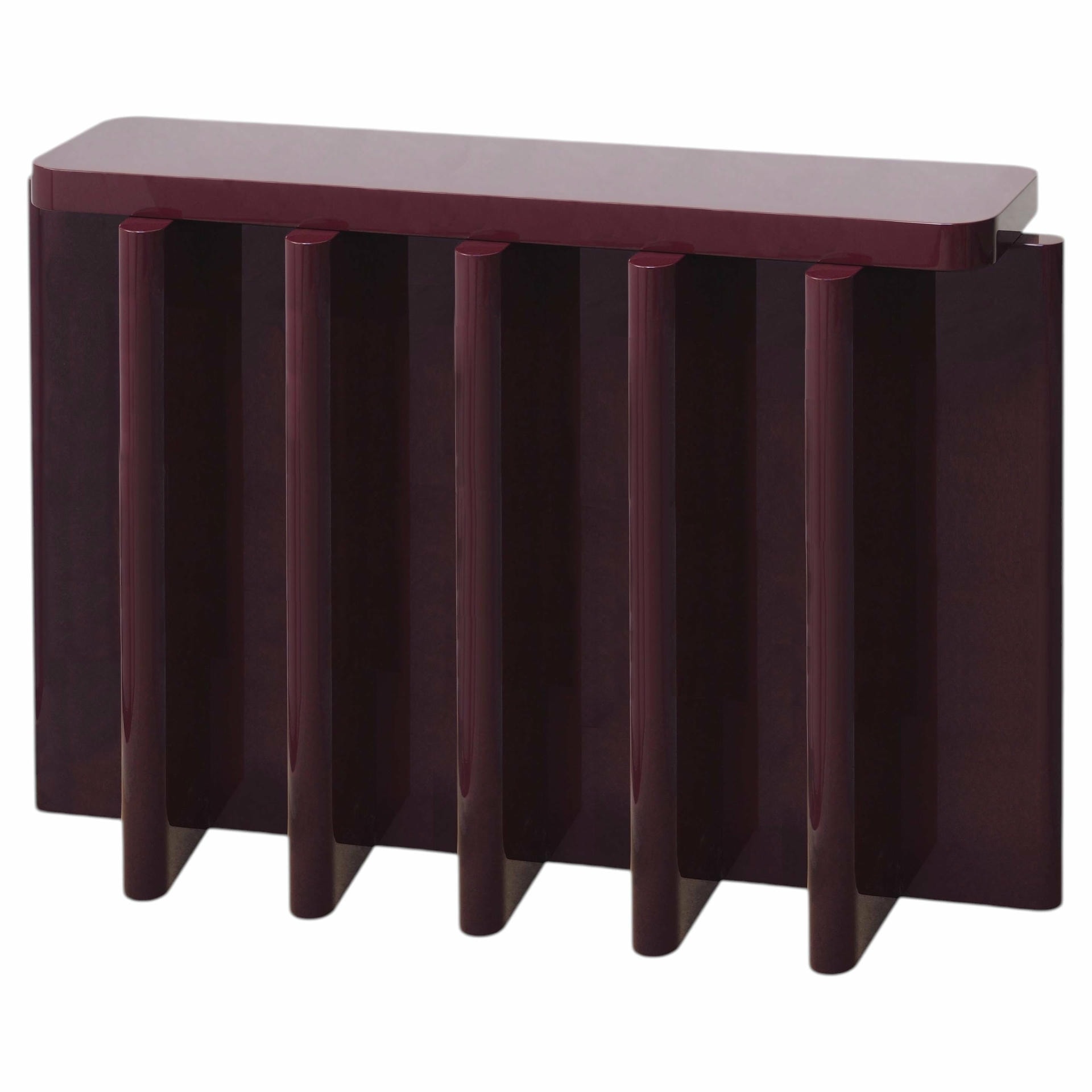 Rustic Bordeaux Red Solid Wood Spina C51 Wooden Console Table by Cara Davide 1