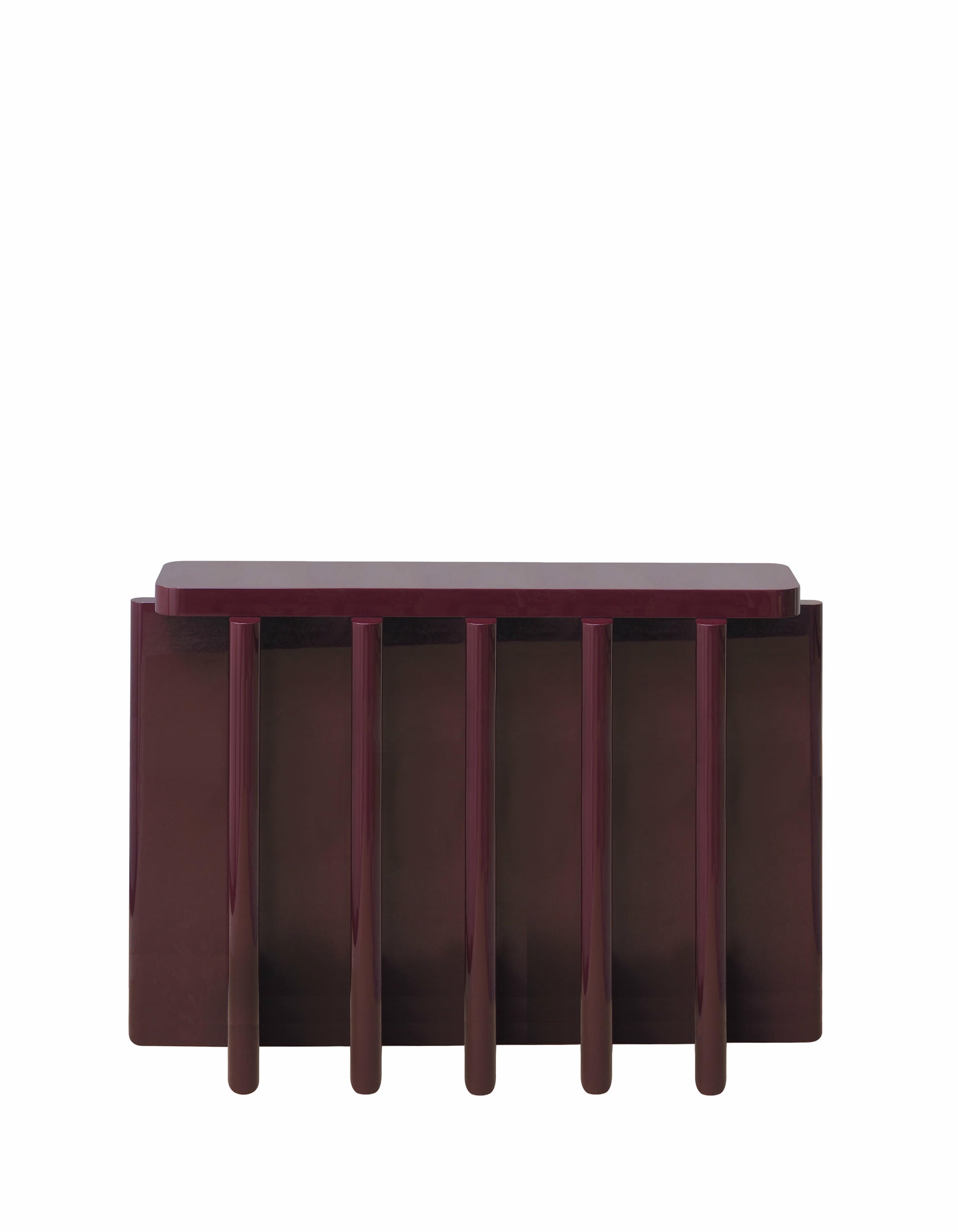 Rustic Bordeaux Red Solid Wood Spina C51 Wooden Console Table by Cara Davide 2