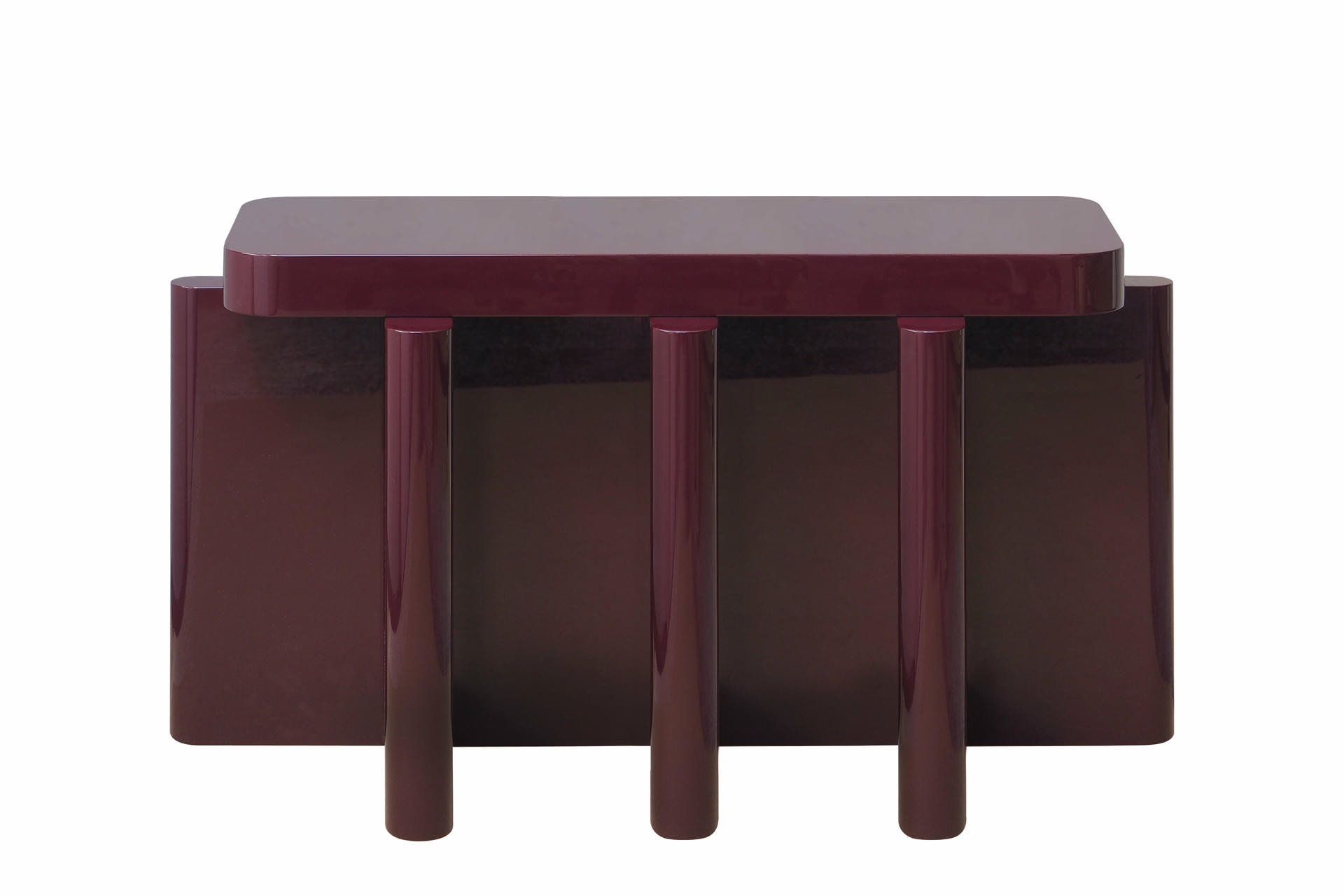 Rustic Bordeaux Red Solid Wood Spina C51 Wooden Console Table by Cara Davide 3
